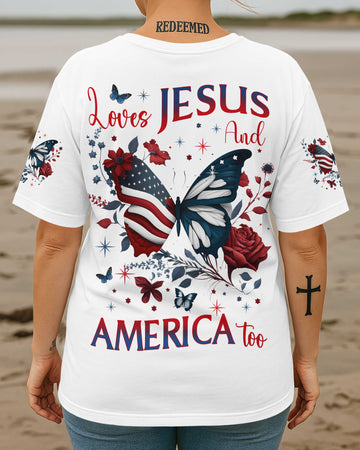 Loves Jesus And America Too All Over Print T-Shirt