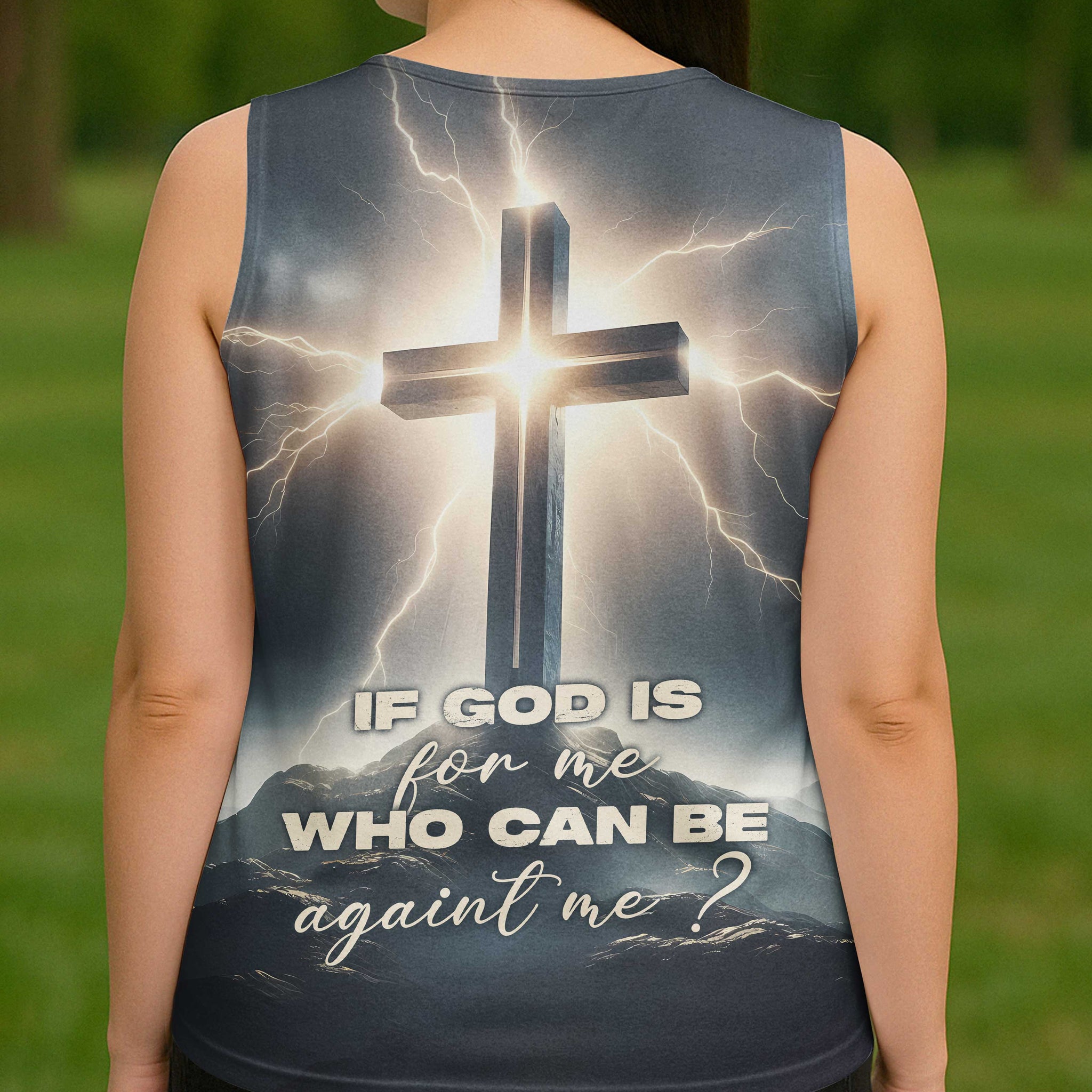 If God Is For Me Who Can Be Against Me? All Over Print V-neck Tank Top