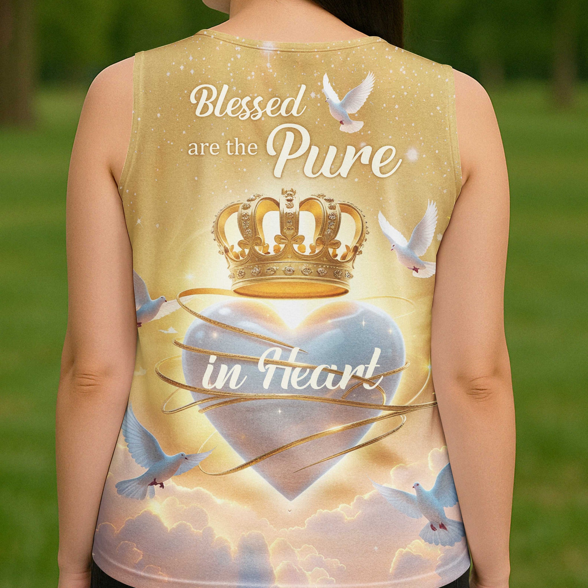 Blessed Are The Pure In Heart All Over Print V-neck Tank Top
