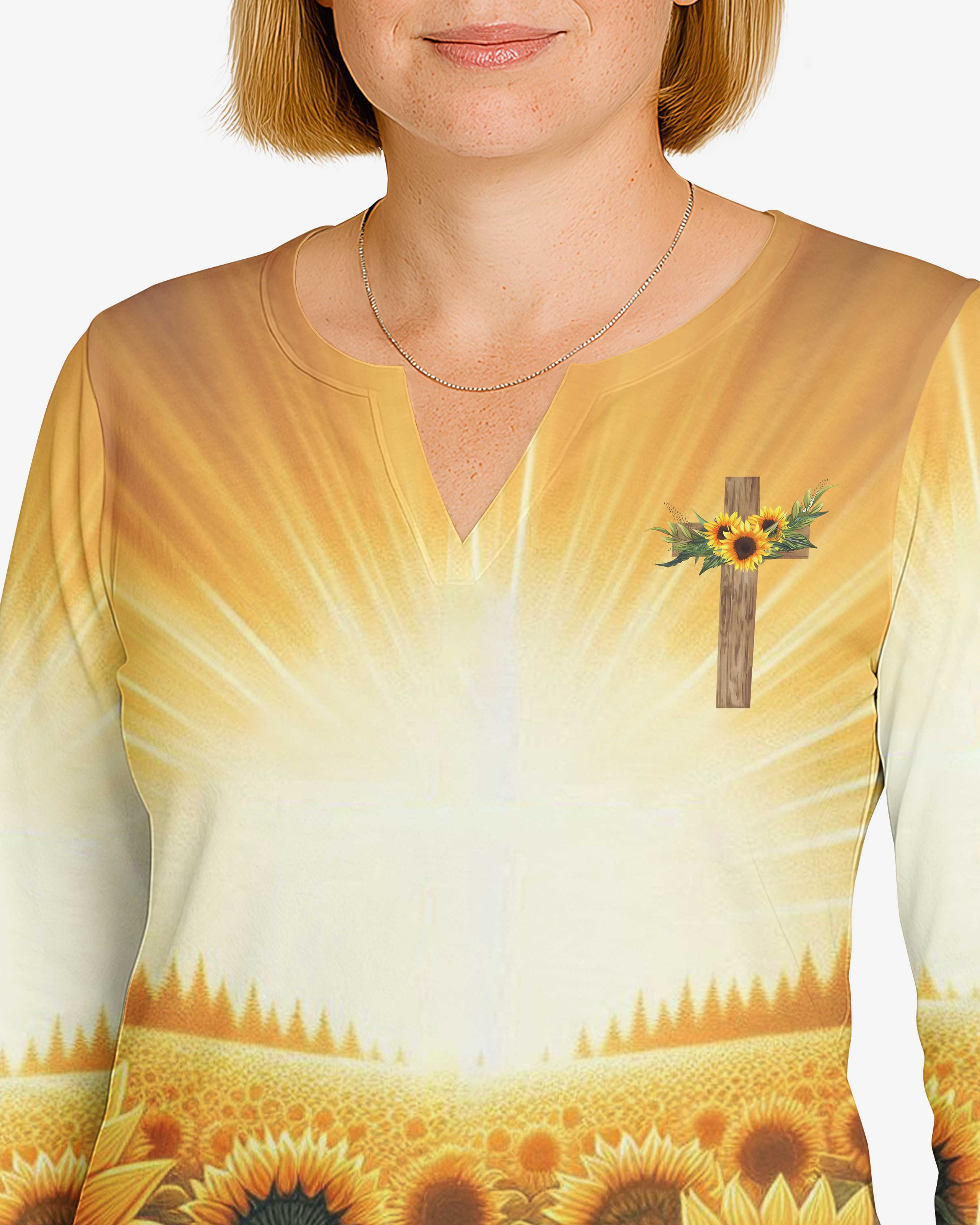 God's Grace Is Sufficient For Me All Over Print V-neck Long Sleeves Shirt