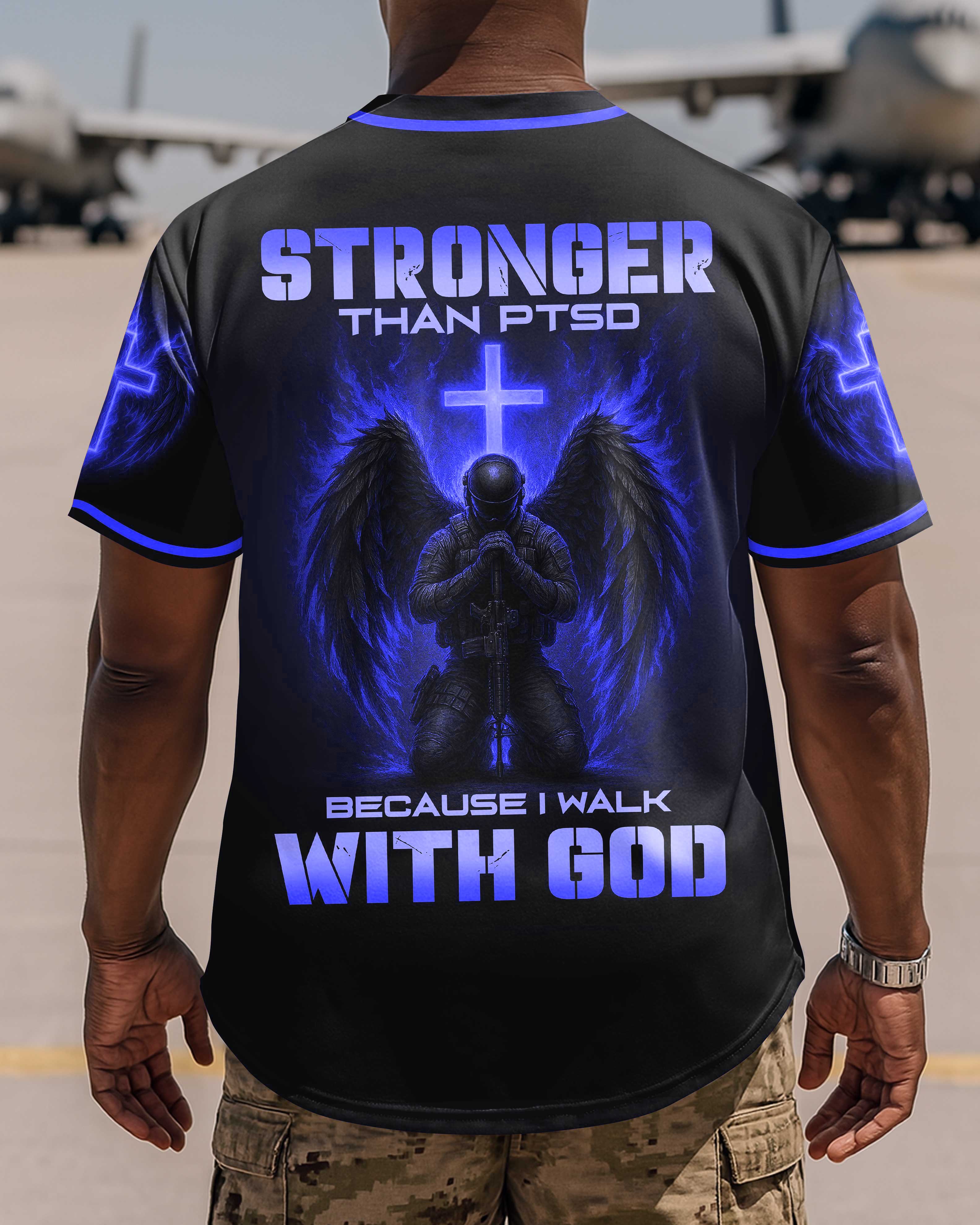 Stronger Than Ptsd Because I Walk With God Jersey