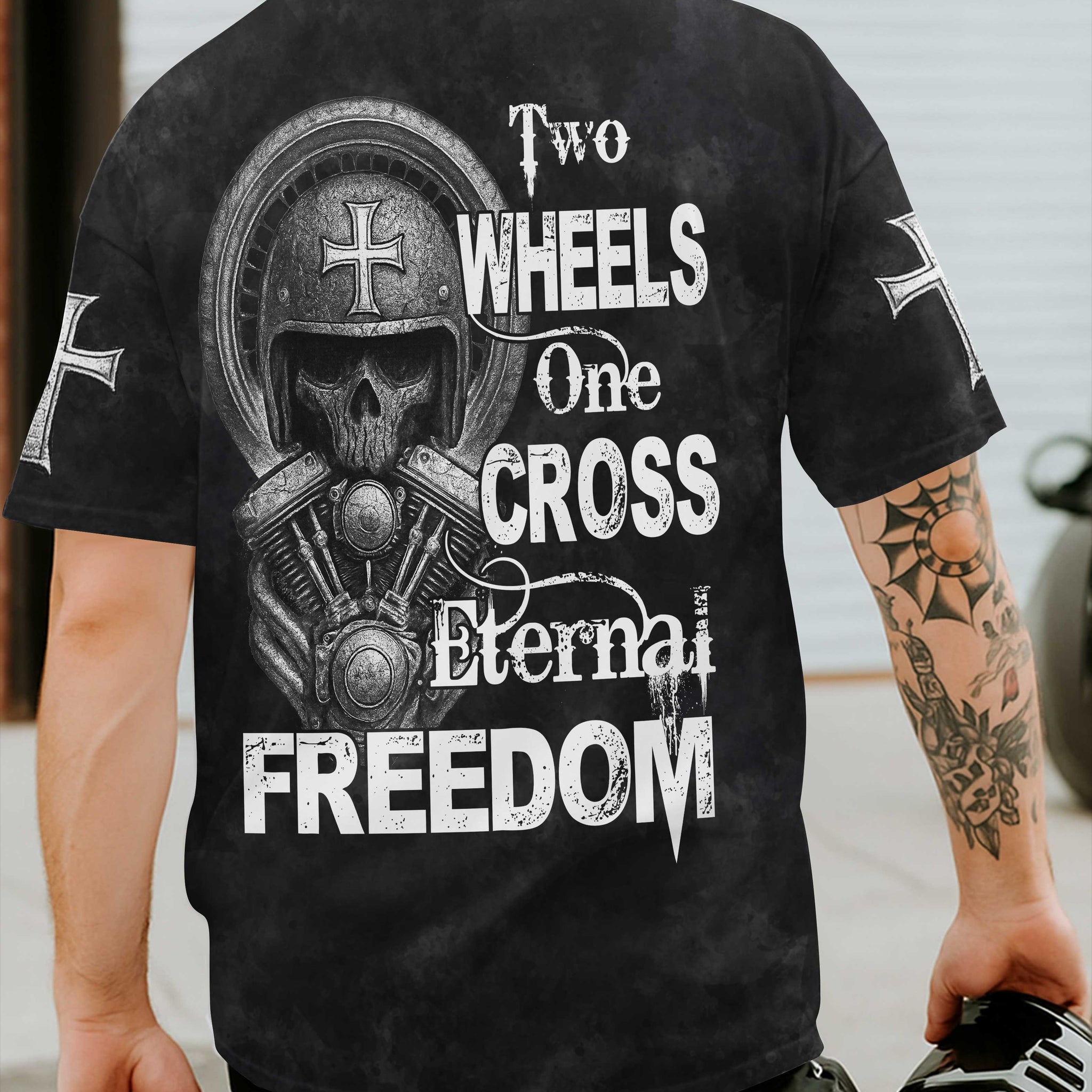 Two Wheels One Cross Eternal Freedom T-Shirt