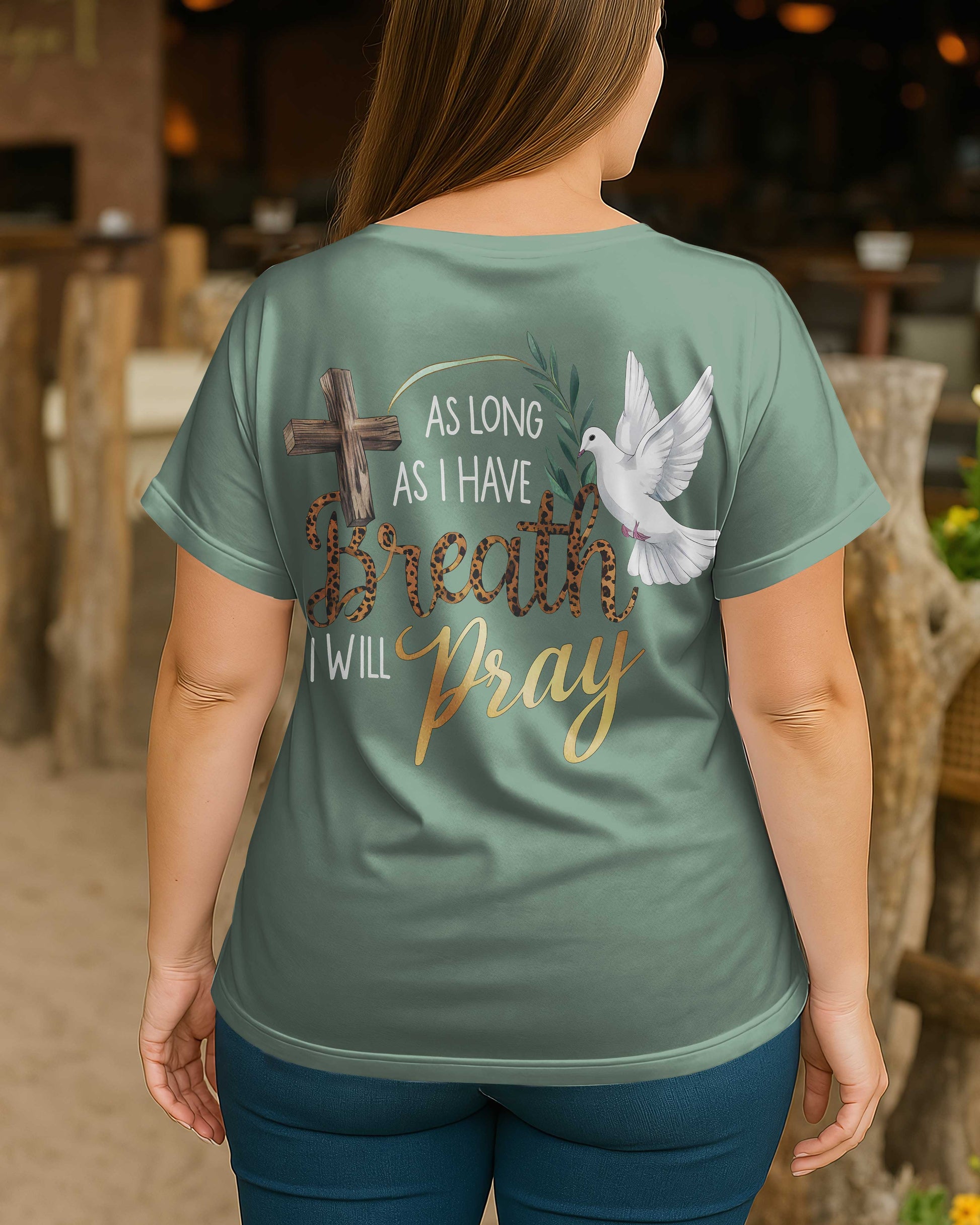 As Long As I Have Breath I Will Pray V-neck Dolman Sleeves Shirt