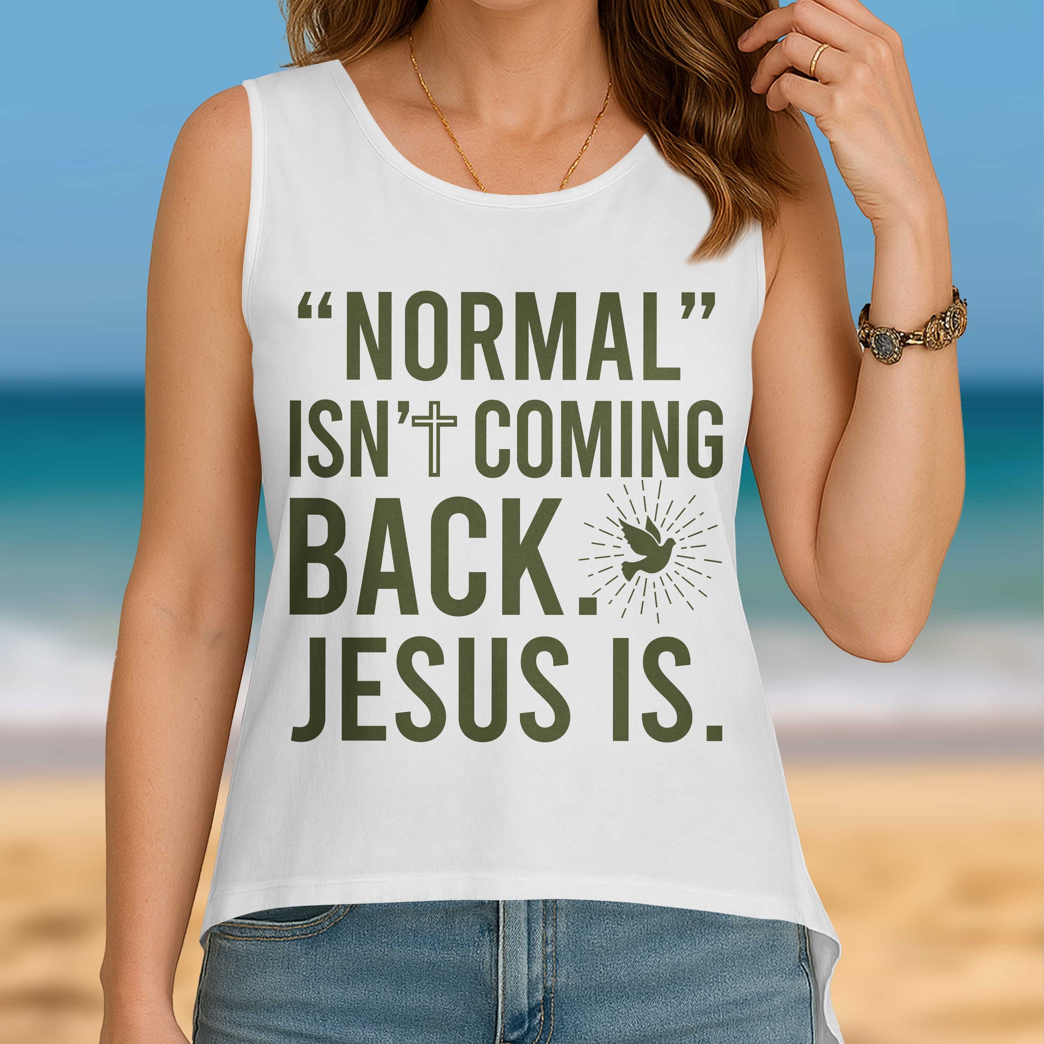 "Normal" Isn't Coming Back Cut Out Wrap Back Tank Top