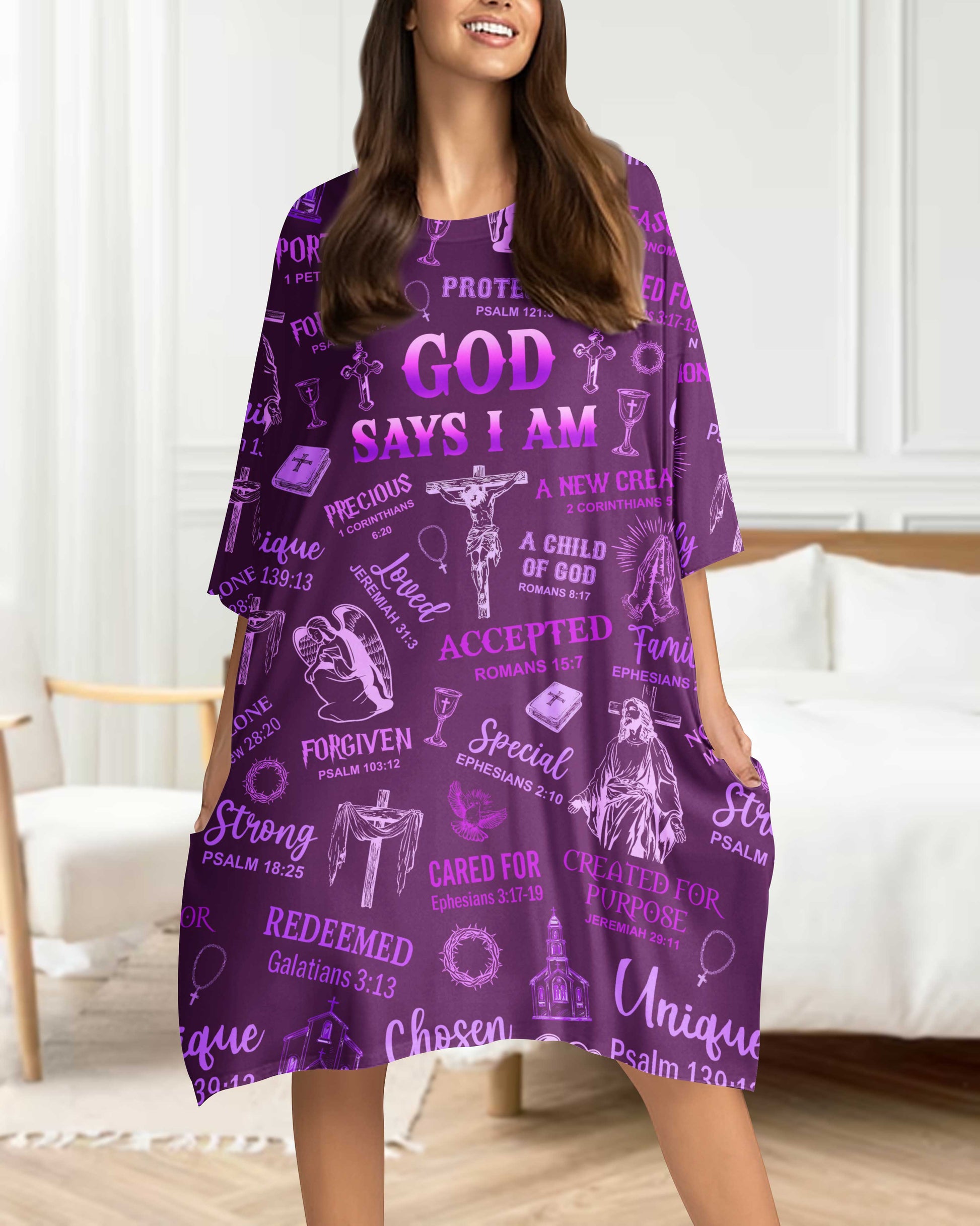 God Says I Am All Over Print Sleep Tee