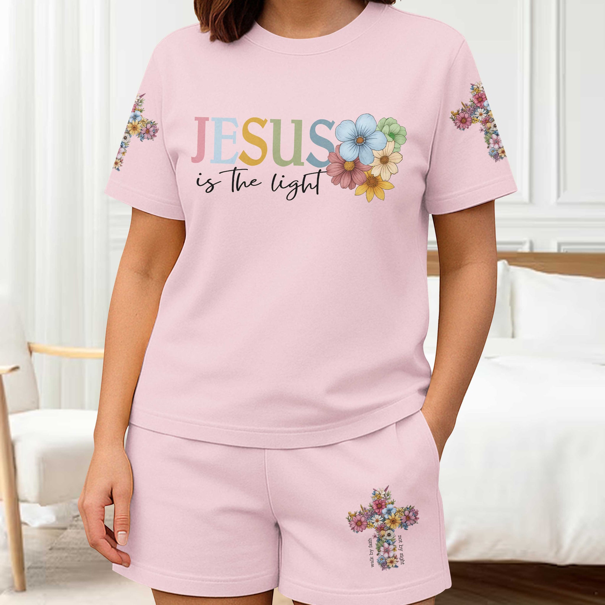Jesus Is The Light All Over Print Summer Set