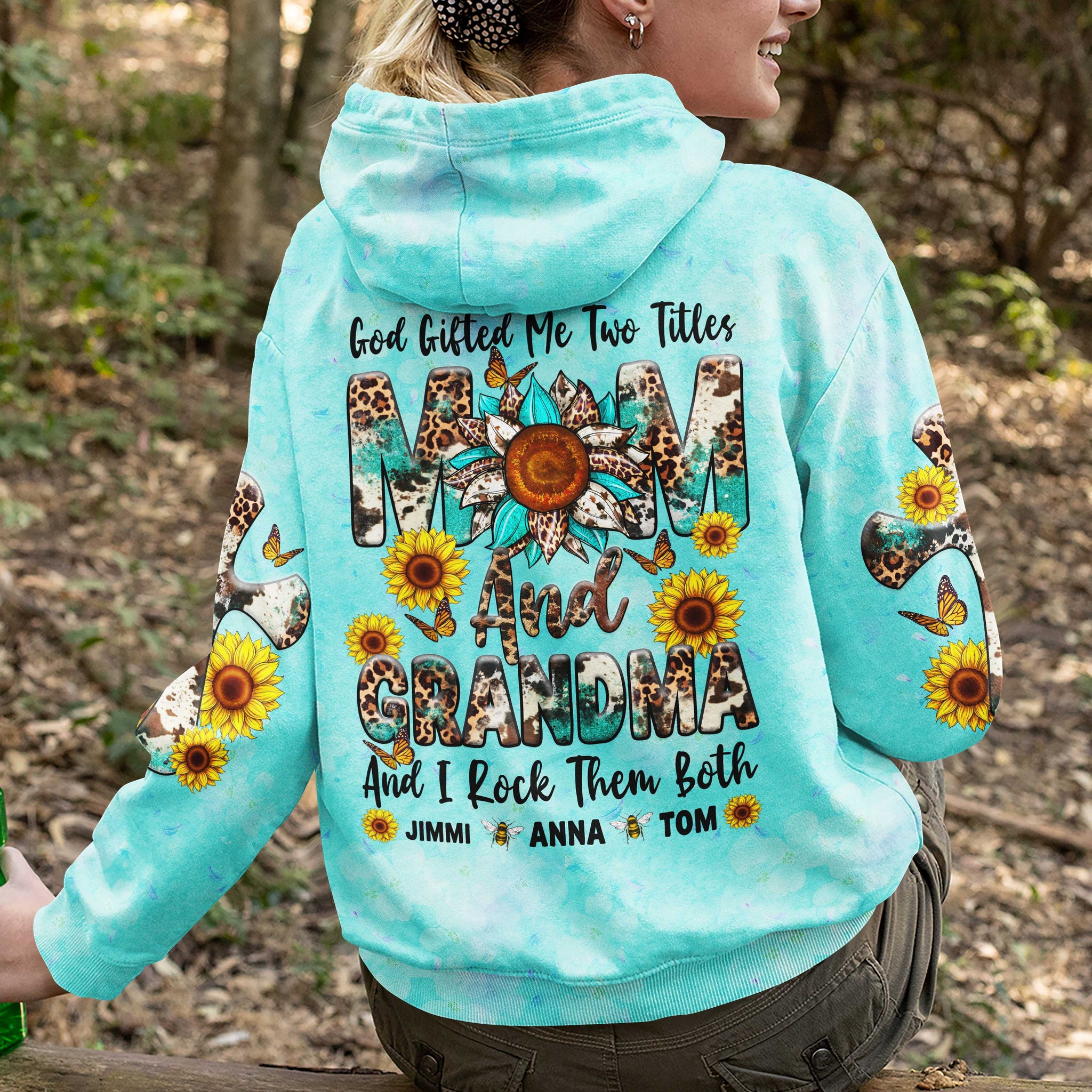 God Gifted Me Two Titles Mom And Grandma All Over Print Hoodie