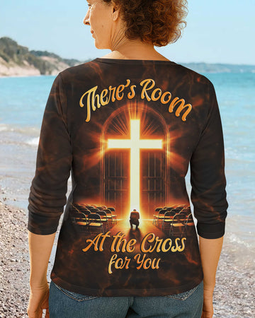 There's Room At The Cross For You All Over Print V-neck Long Sleeves Shirt