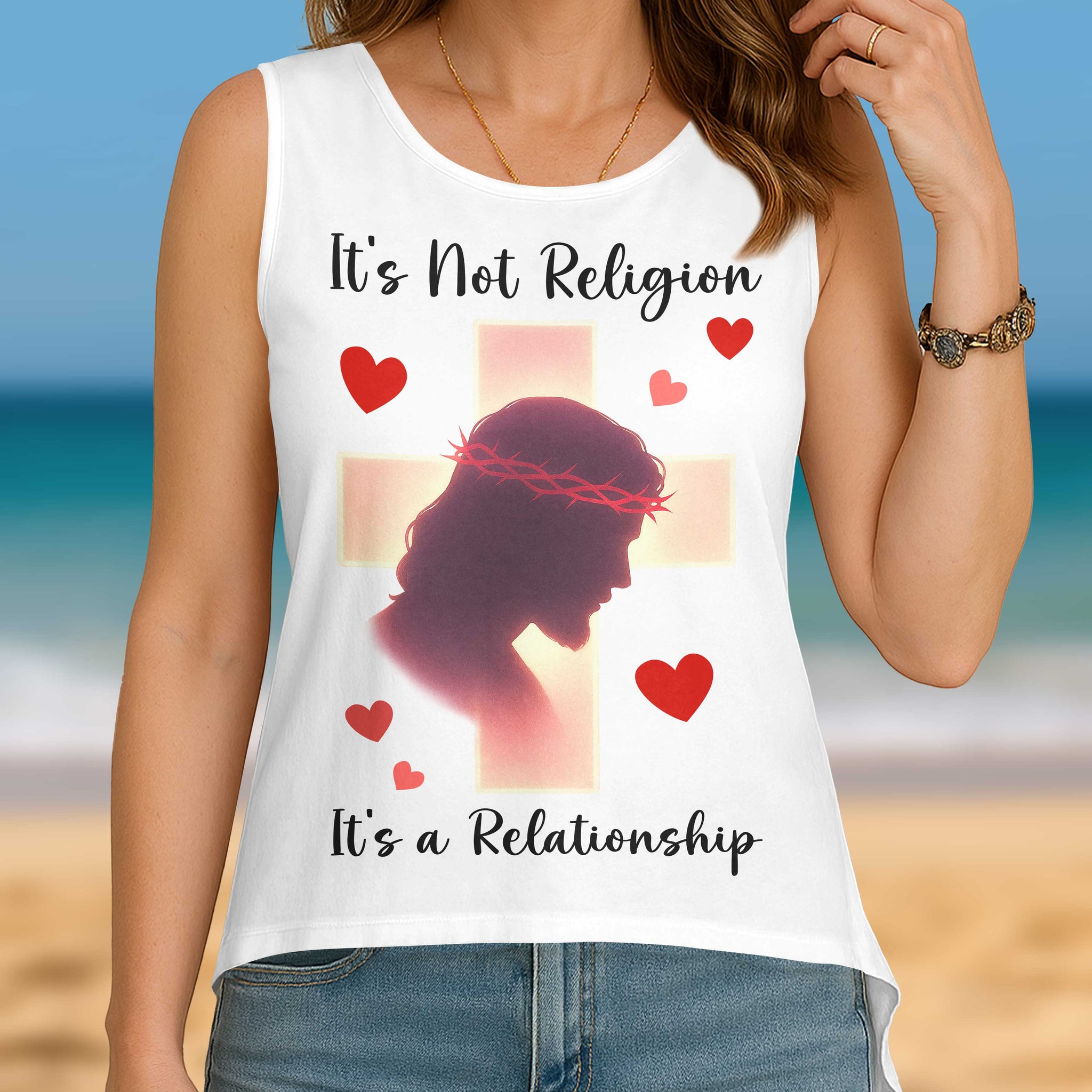 It’s Not Religion, It’s a Relationship Cut Out Wrap Back Tank Top
