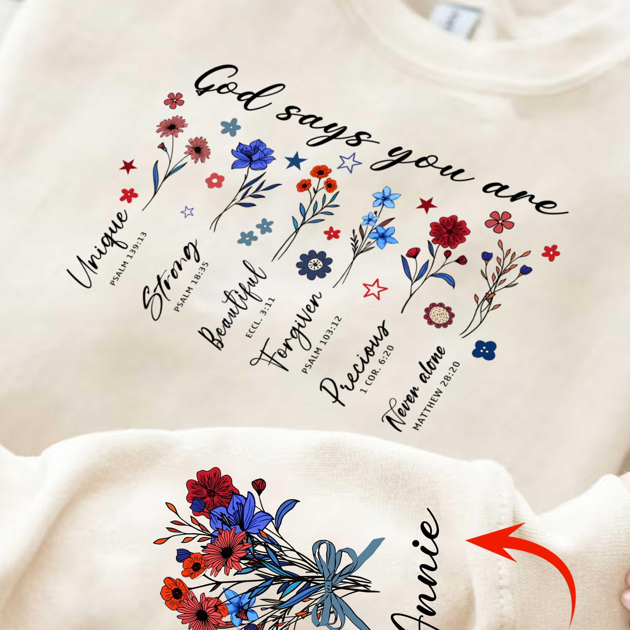 God Says You Are Sweater, Floral Christian Sweater, Personalized Bible Sweater