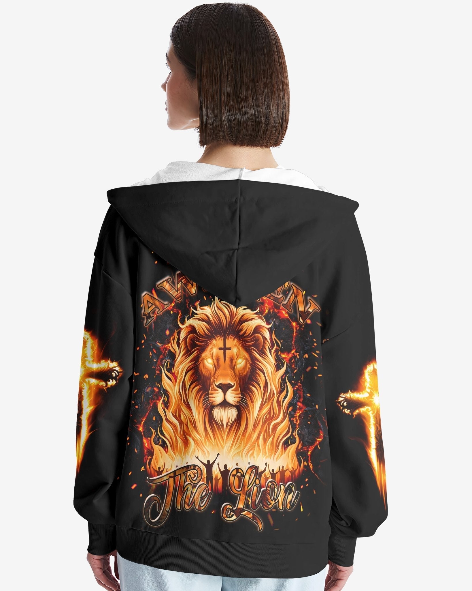 Awaken The Lion All Over Print Zip Hoodie