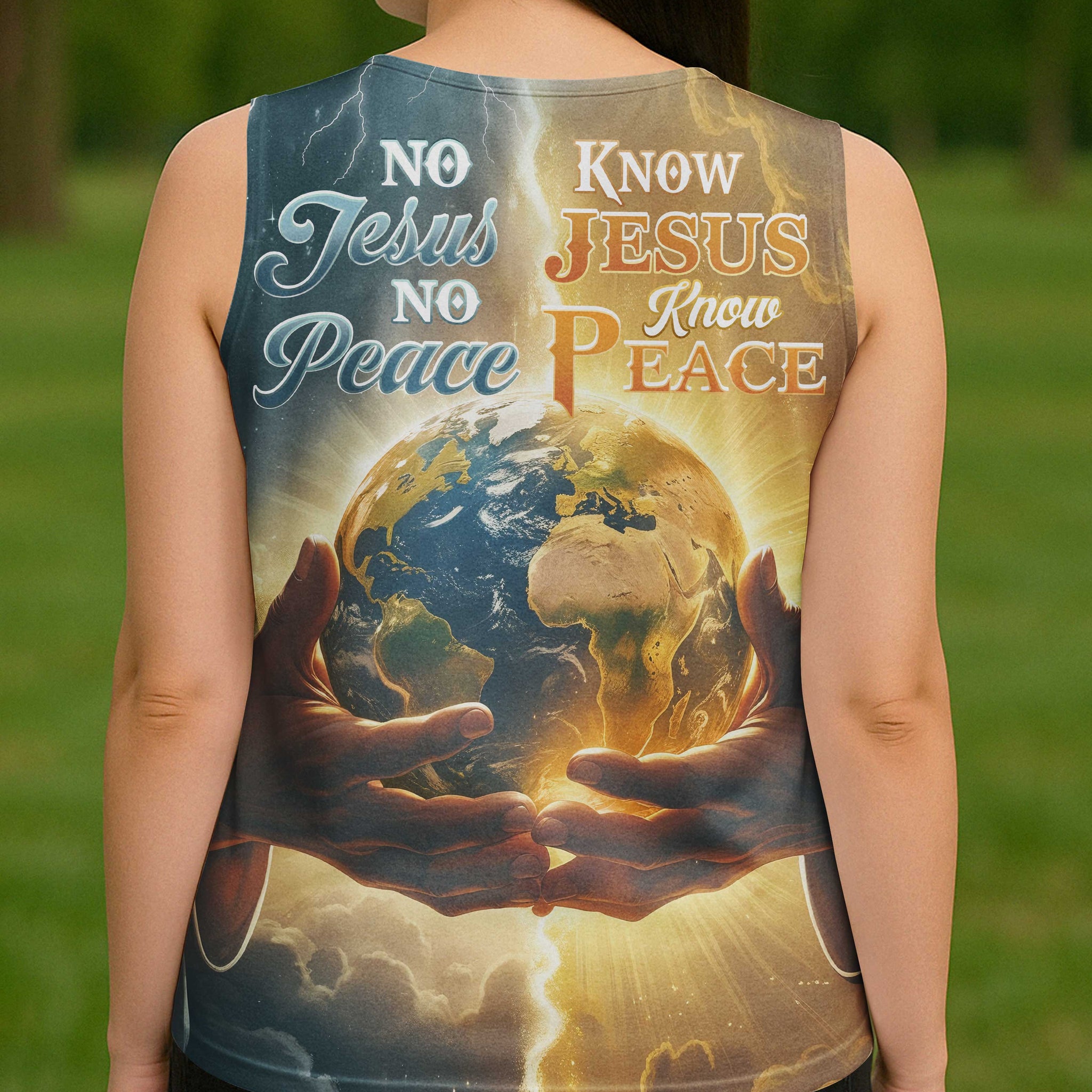 No Jesus No Peace, Know Jesus Know Peace All Over Print V-neck Tank Top