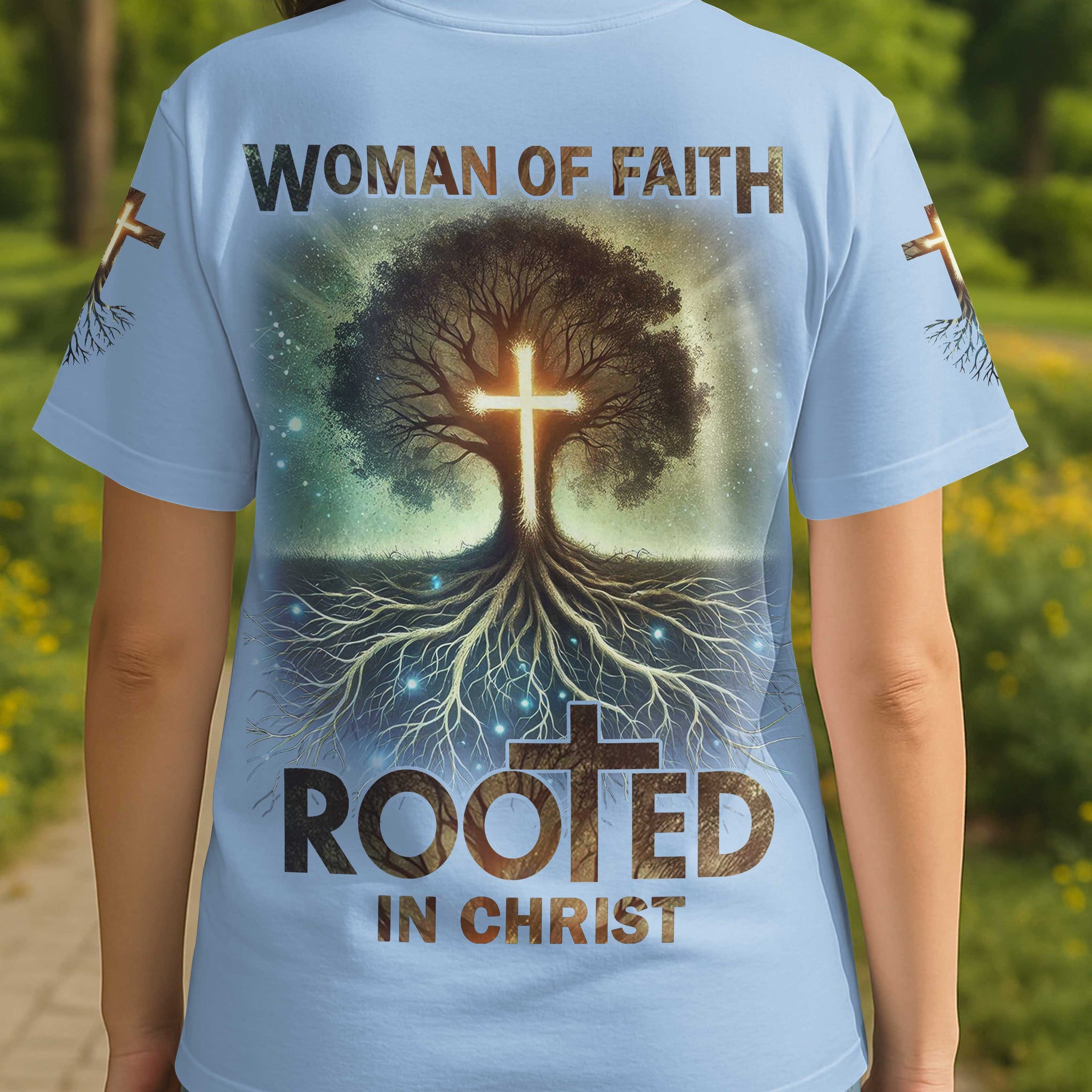 Woman Of Faith Rooted In Christ All Over Print T-shirt