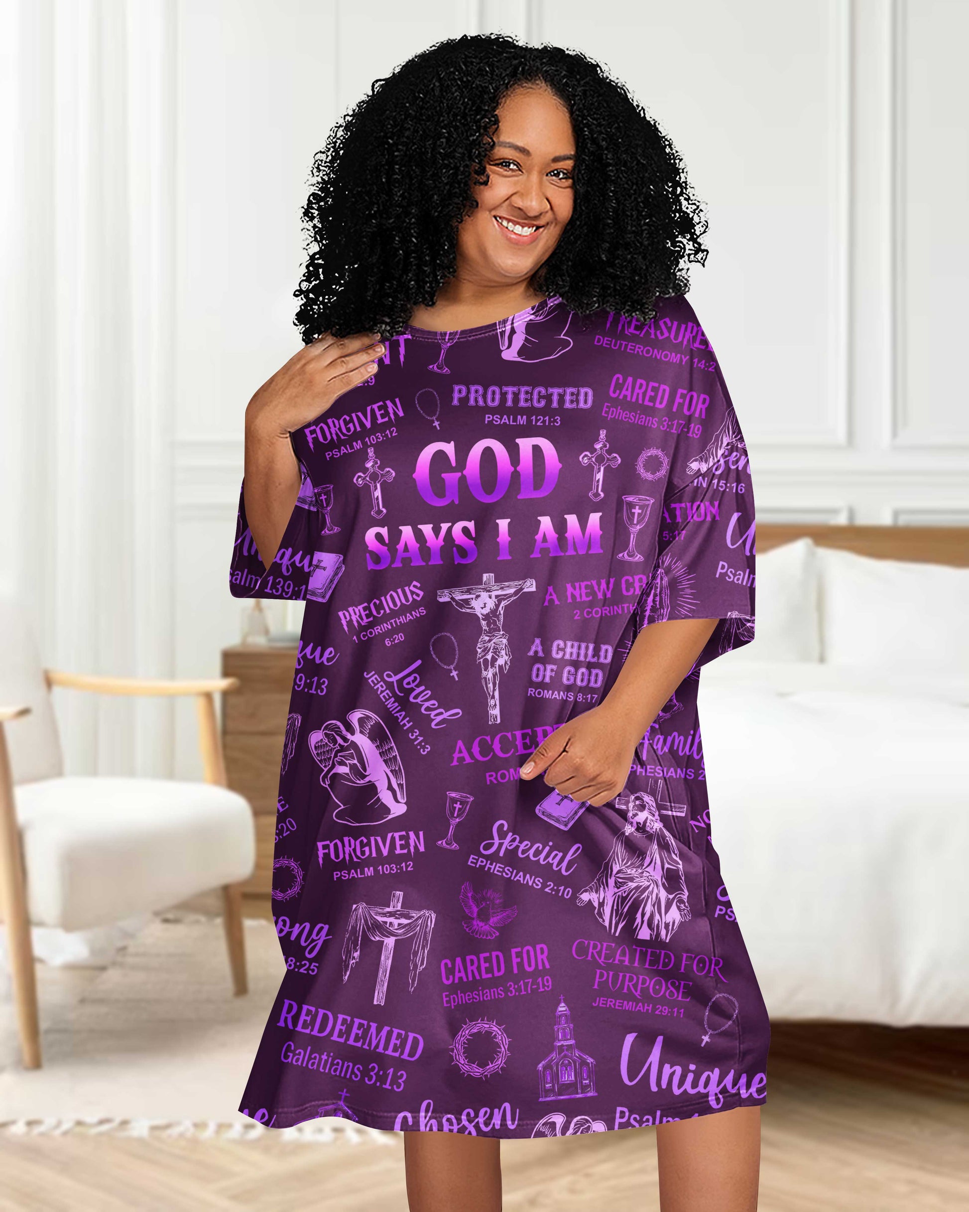 God Says I Am All Over Print Sleep Tee