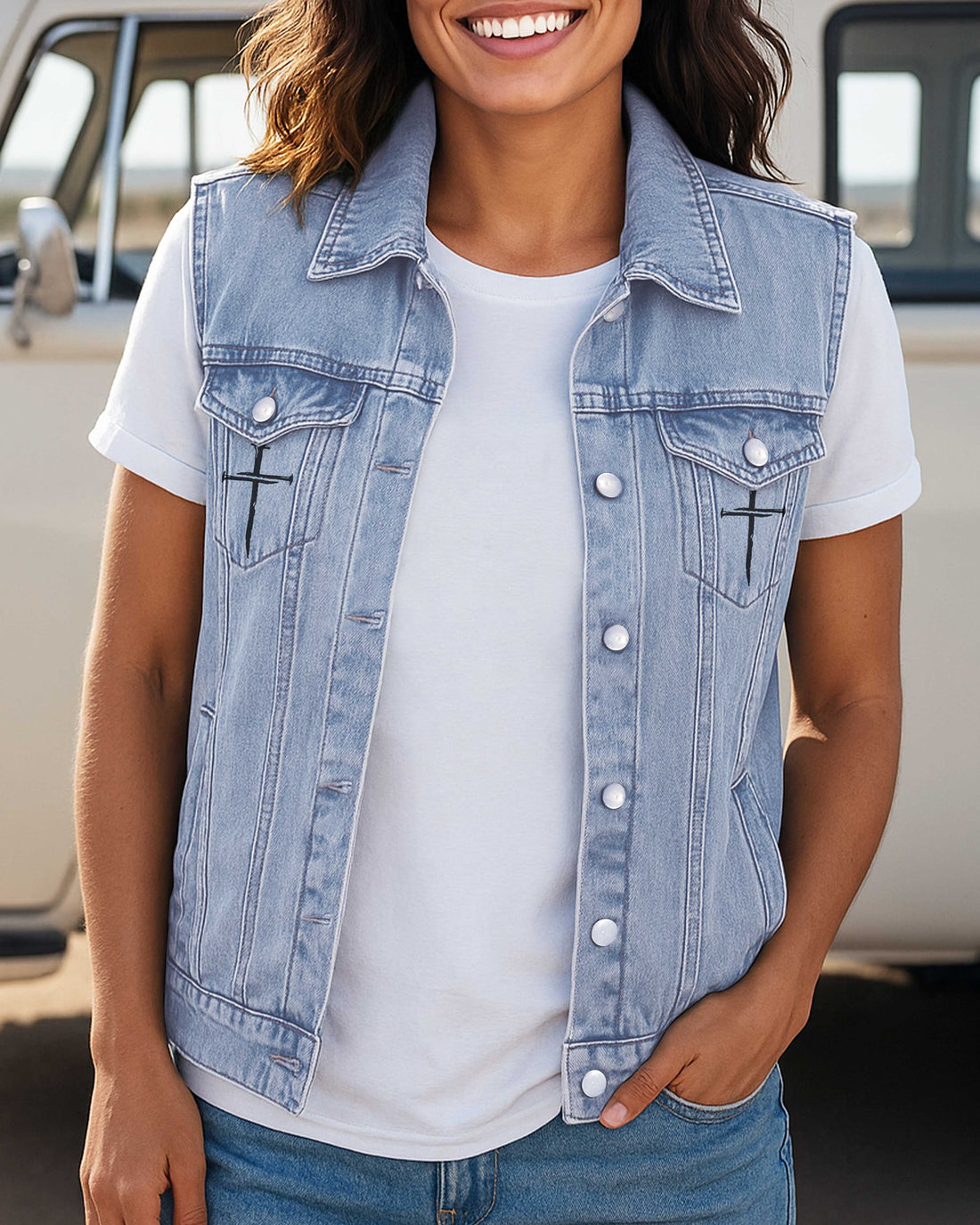 God Wins I've Read The Final Chapter Sleeveless Denim Jacket