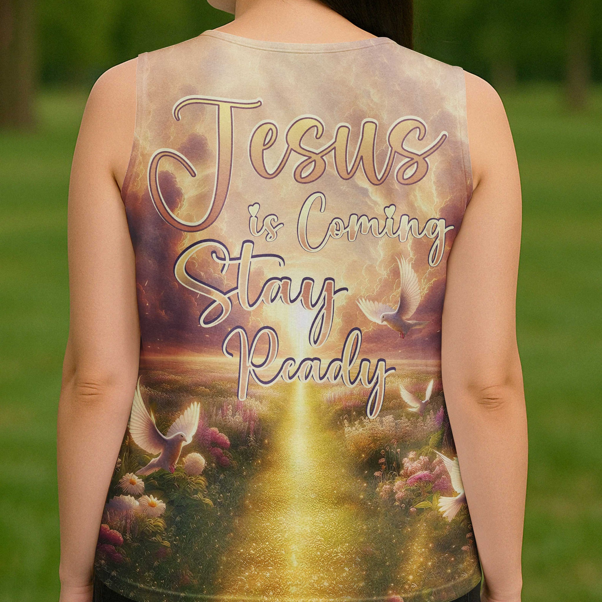 Jesus Is Coming Stay Ready All Over Print V-neck Tank Top