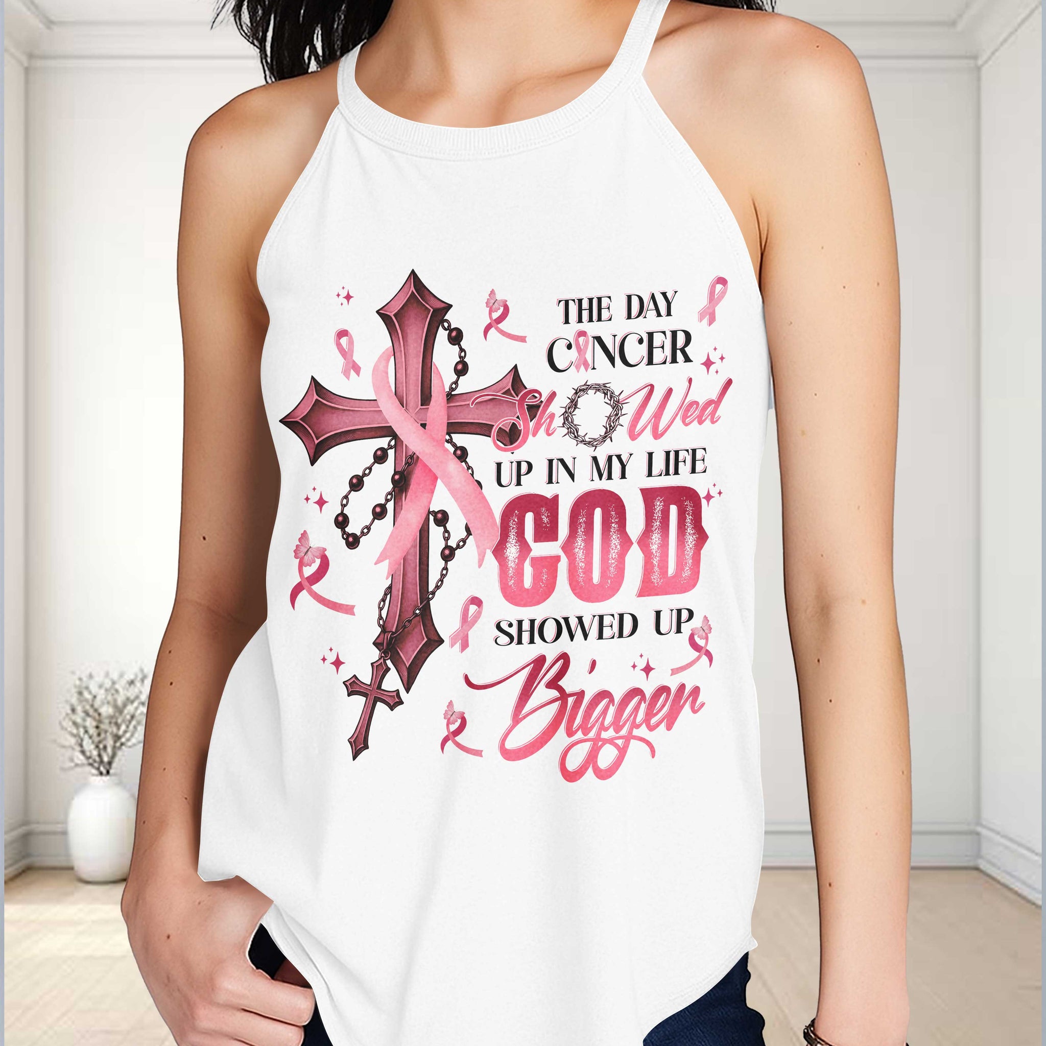 The Day Cancer Showed Up Rocker Tank Top