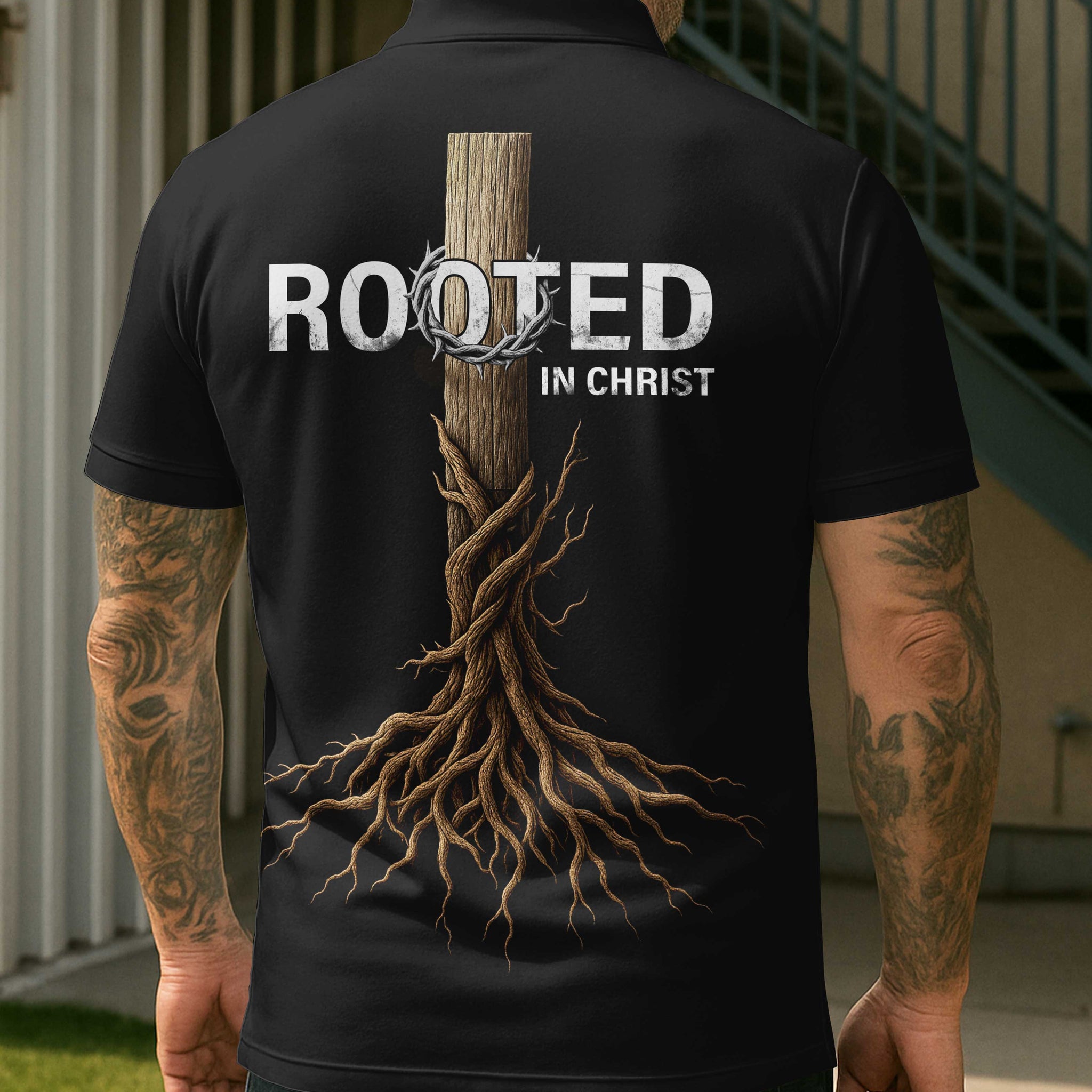 Rooted In Christ All Over Print Polo Shirt