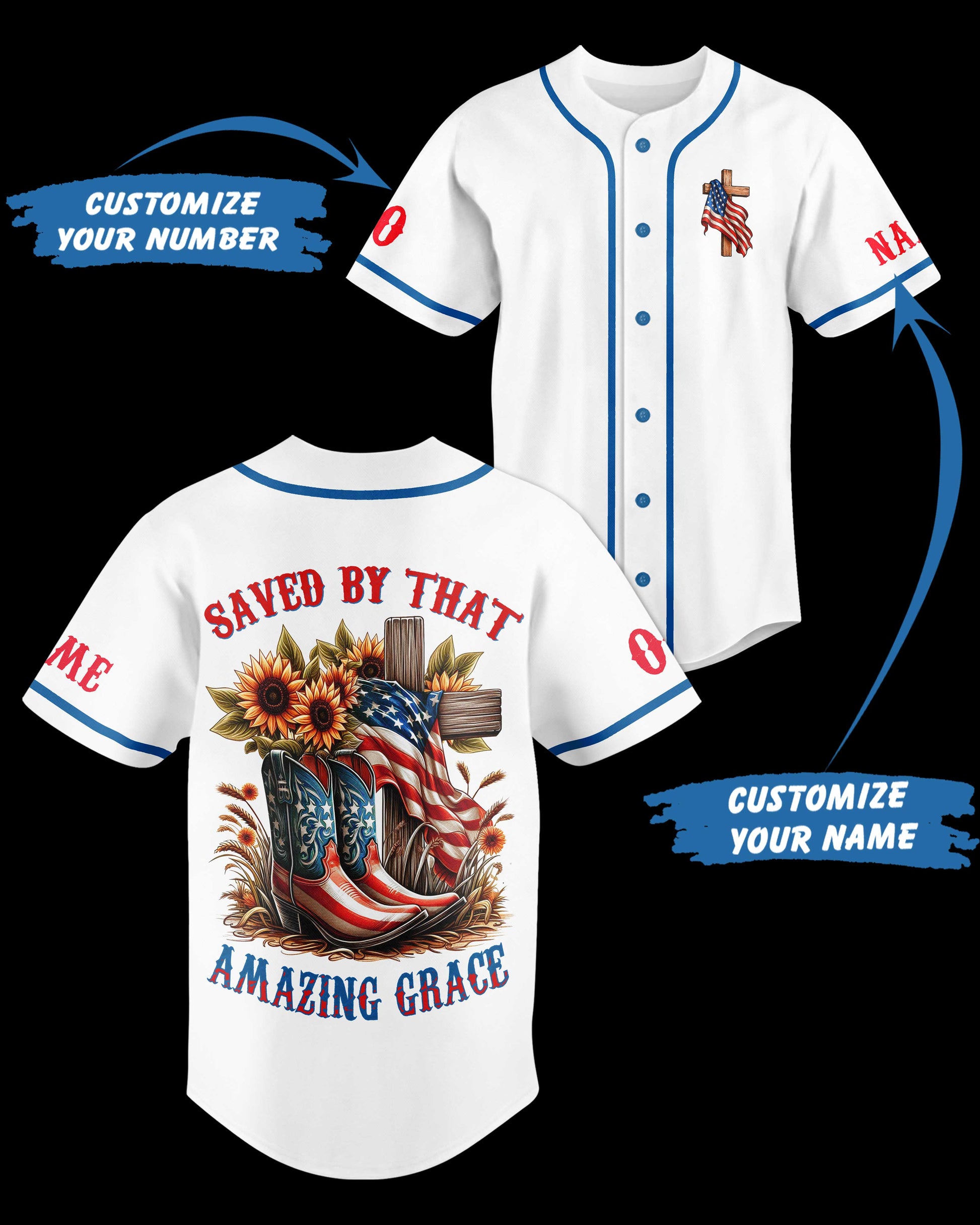 Saved By That Amazing Grace All Over Print Jersey