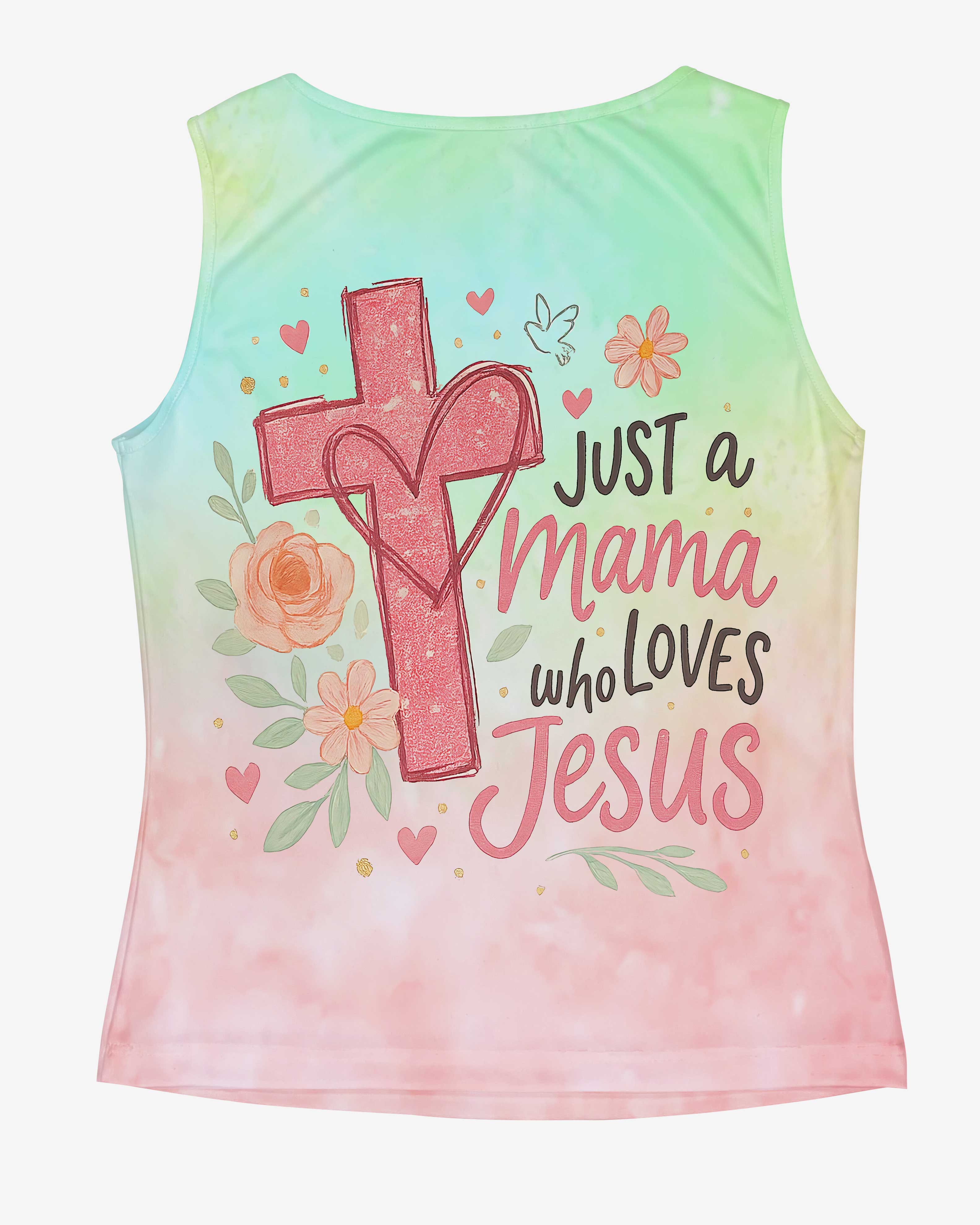 Just a Mama Who Loves Jesus All Over Print V-neck Tank Top