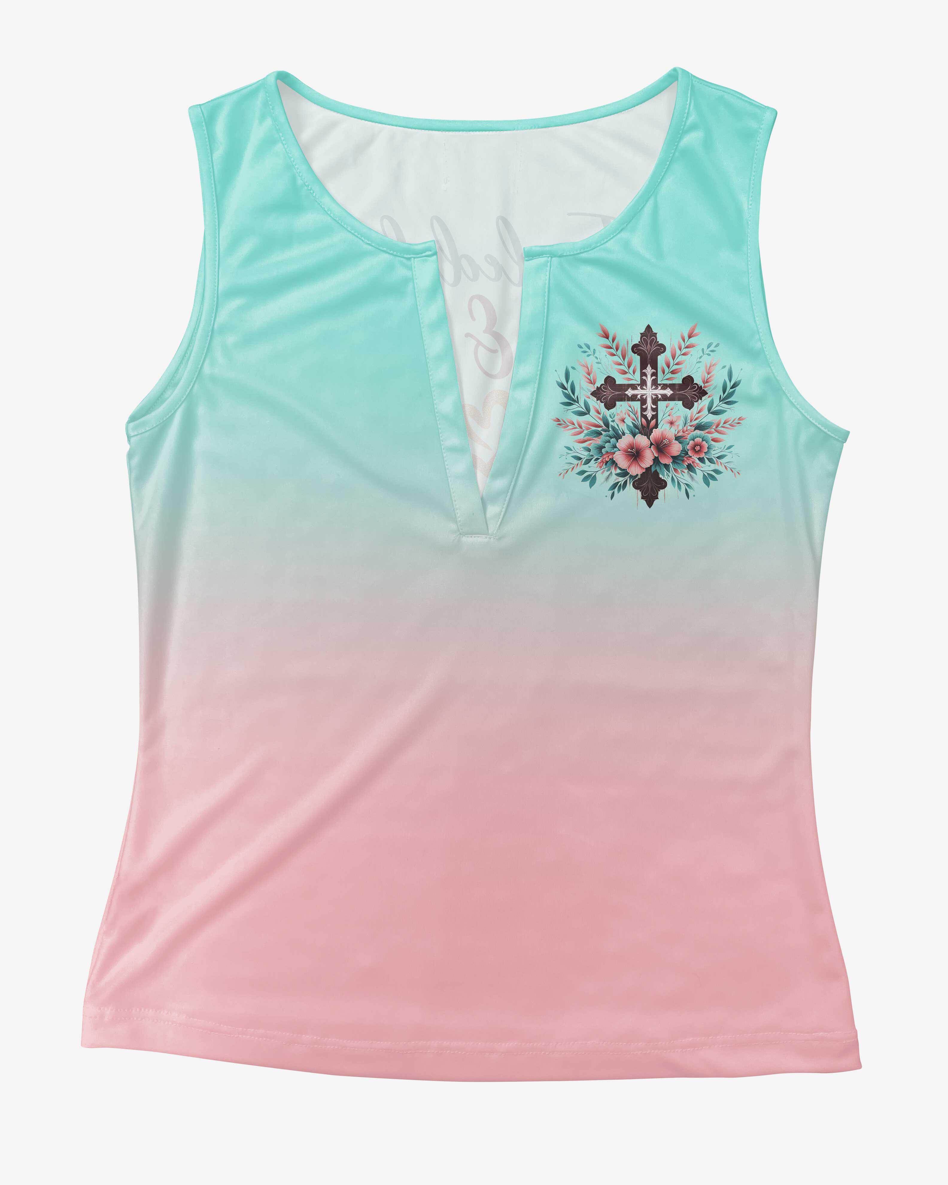 Fueled by Jesus & Coffee #MomLife All Over Print V-neck Tank Top