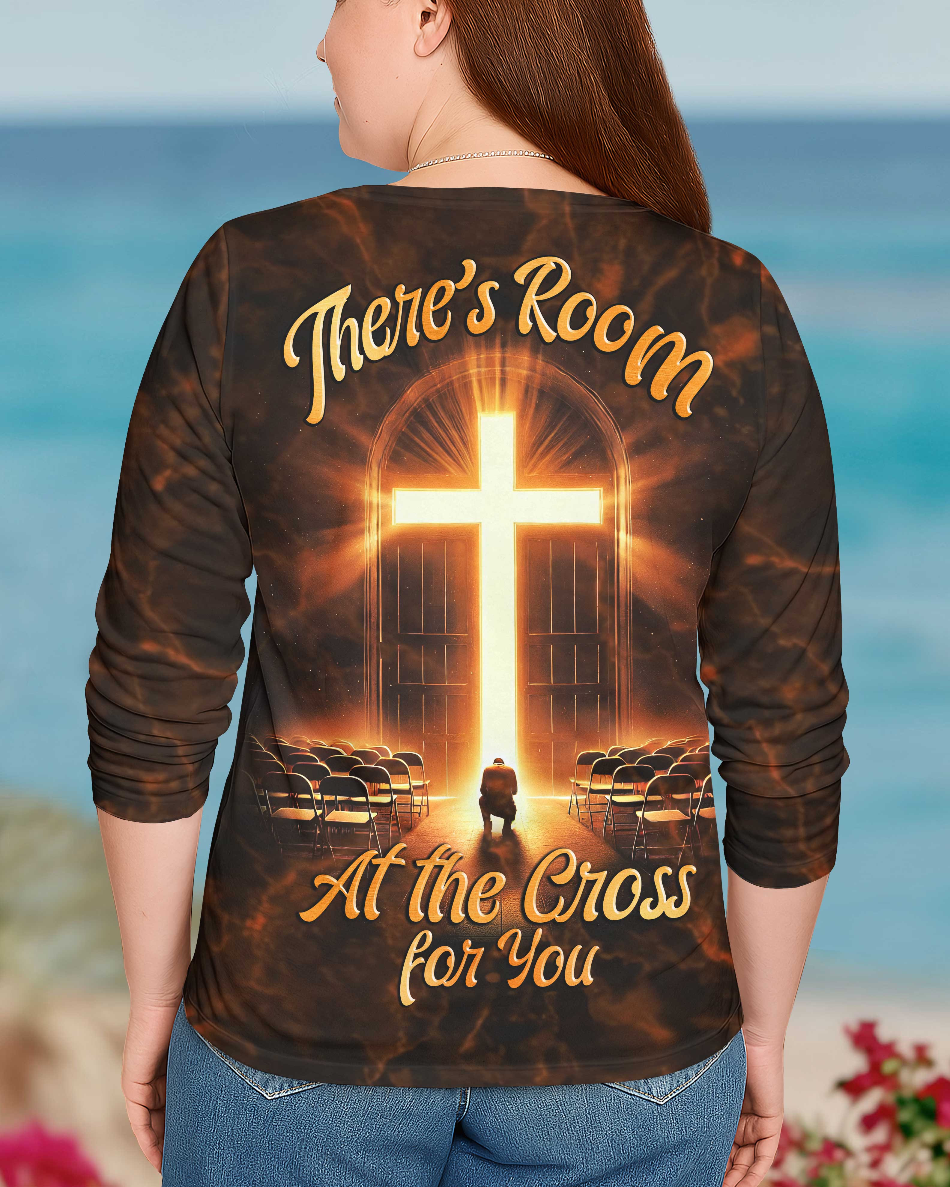 There's Room At The Cross For You All Over Print V-neck Long Sleeves Shirt