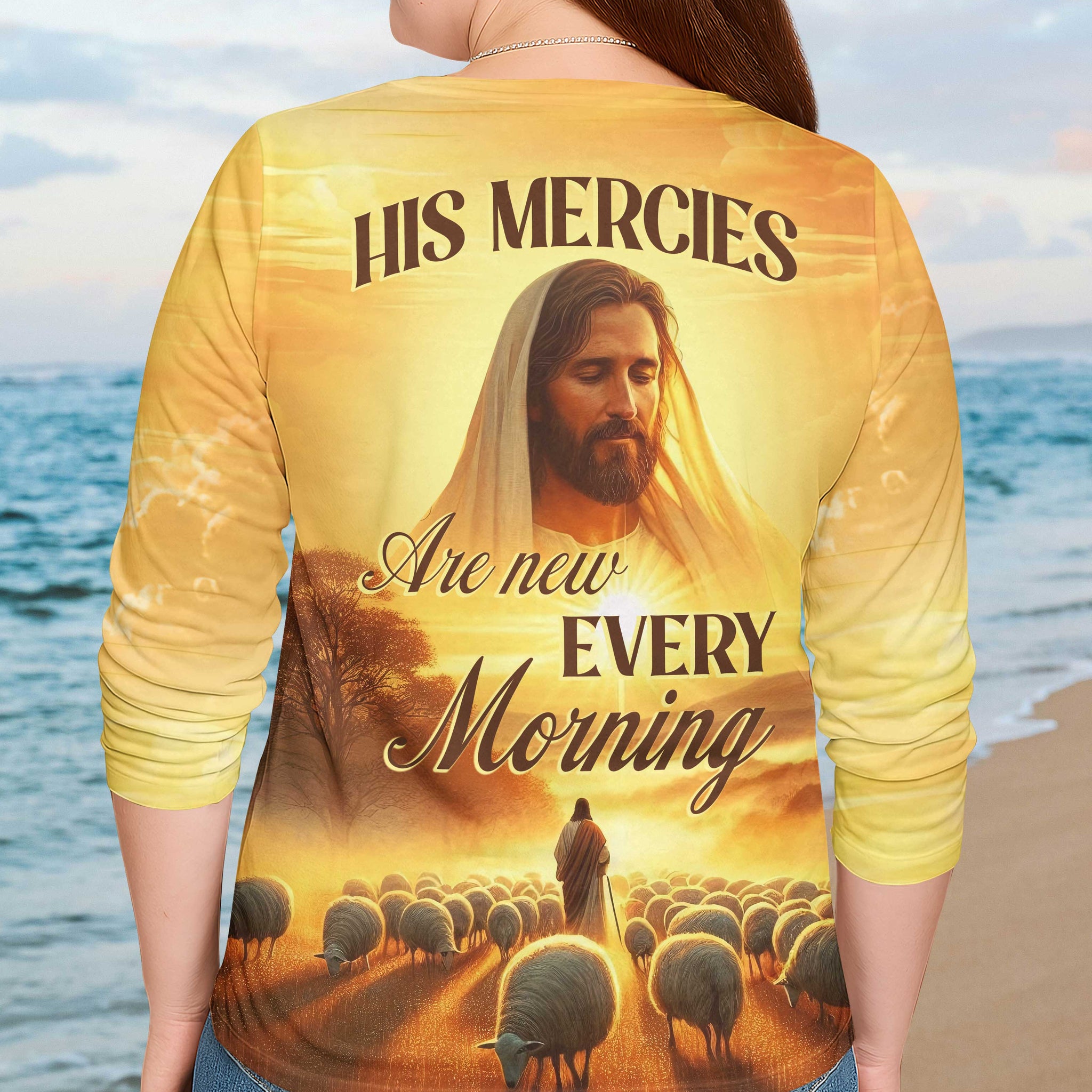 His Mercies Are New Every Morning All Over Print V-neck Long Sleeves Shirt