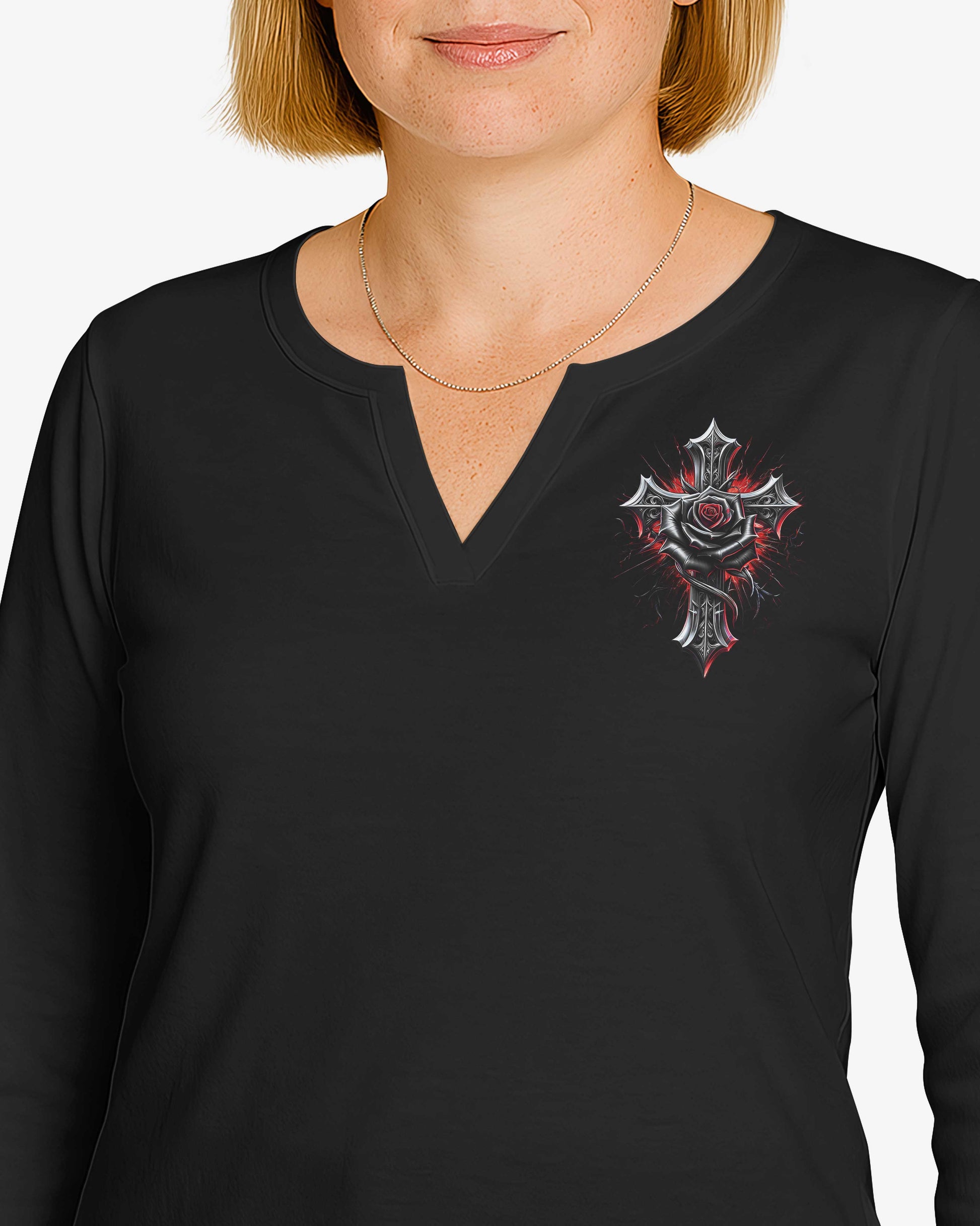 God Is My Strength All Over Print V-neck Long Sleeves Shirt