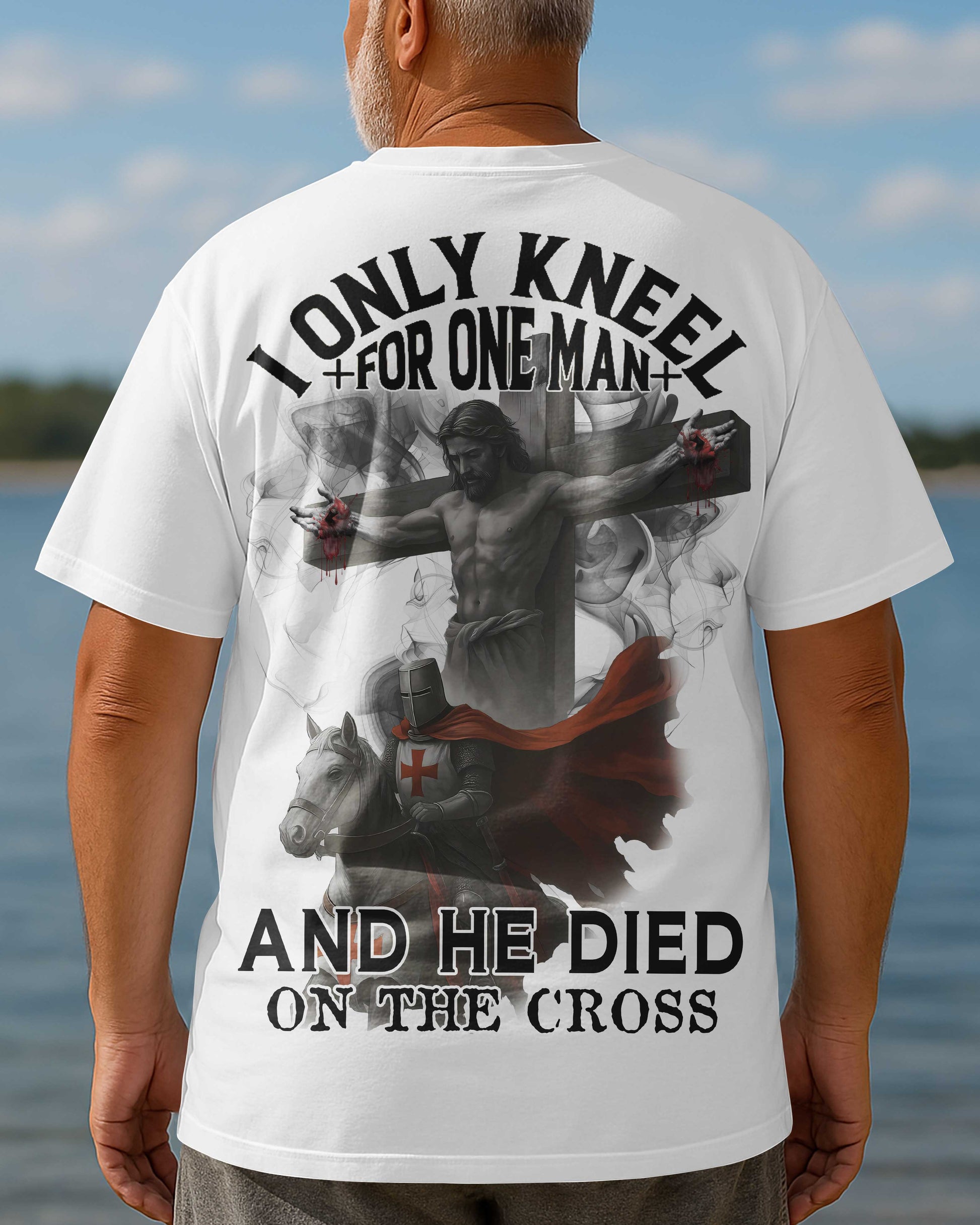 I Only Kneel For One Man He Died On The Cross All Over Print T-Shirt
