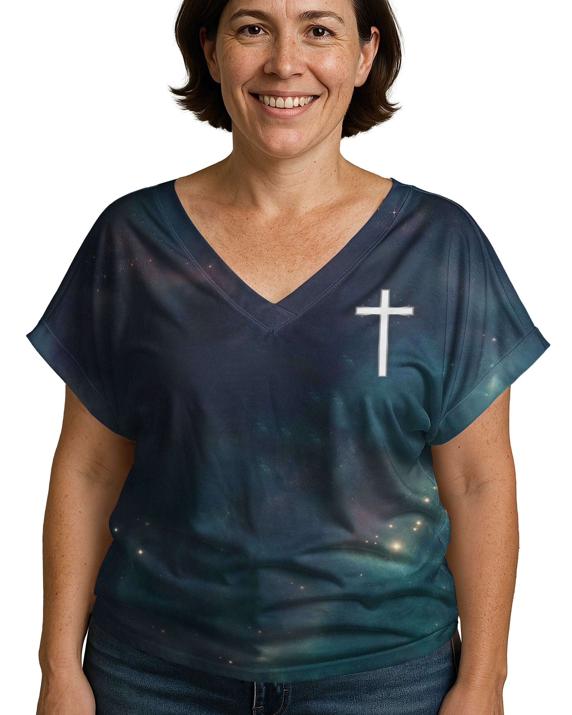 Christ In Me The Hope Of Glory All Over Print V-neck Dolman Sleeves Shirt
