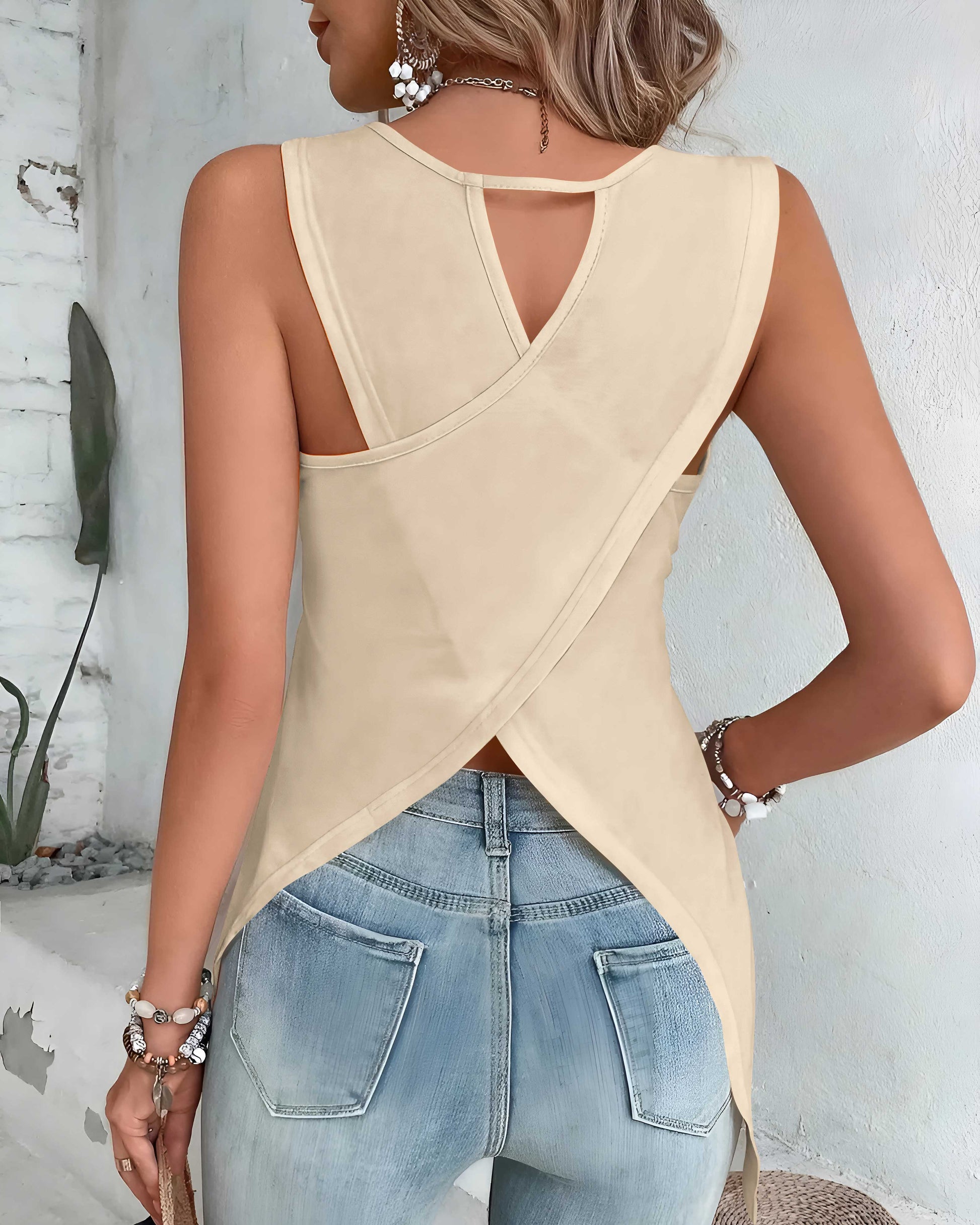 Hard Fought, Heart Felt Cut Out Wrap Back Tank Top