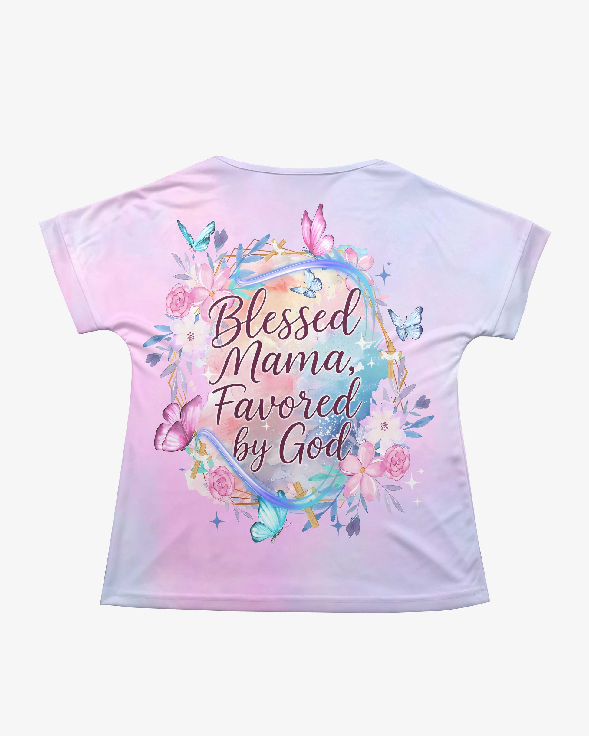 Blessed Mama, Favored by God All Over Print V-Neck Dolman Sleeves Shirt
