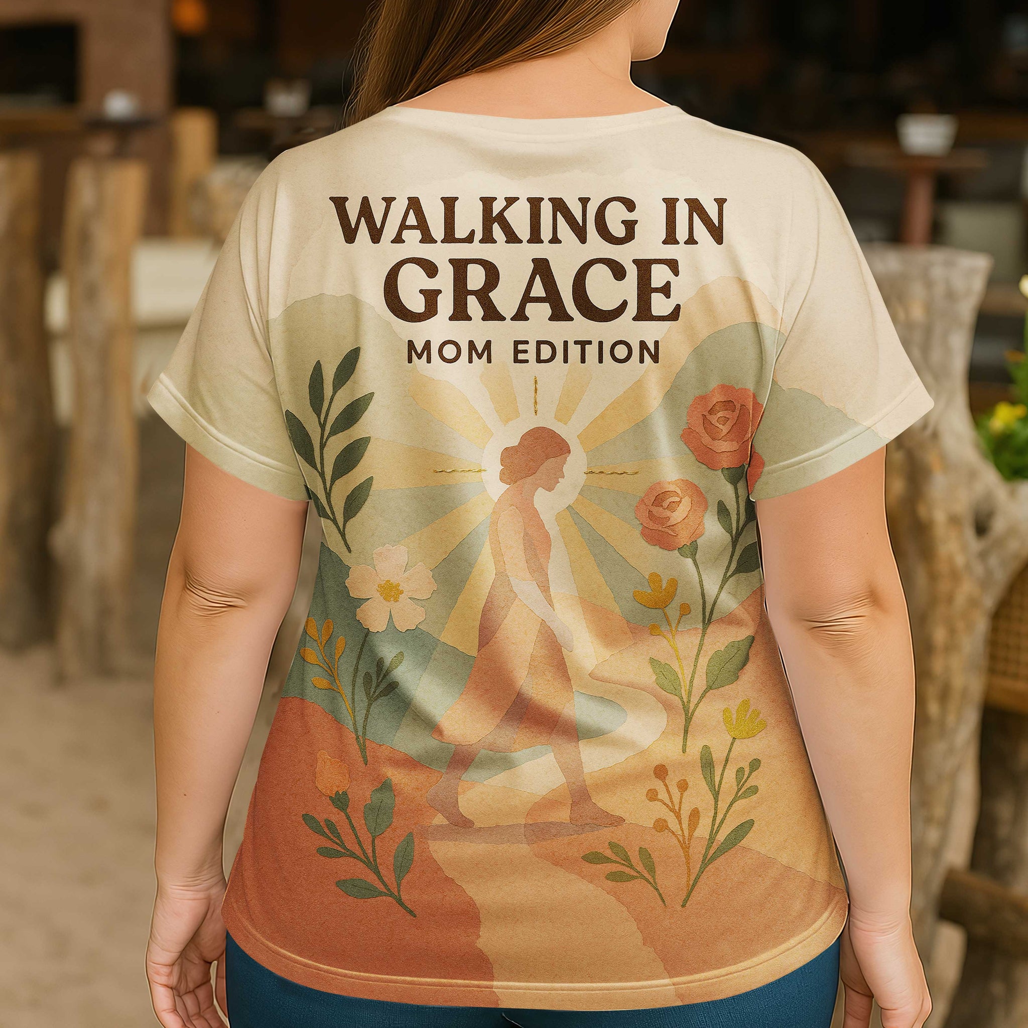 Walking in Grace/ Mom Edition All Over Print V-Neck Dolman Sleeves Shirt