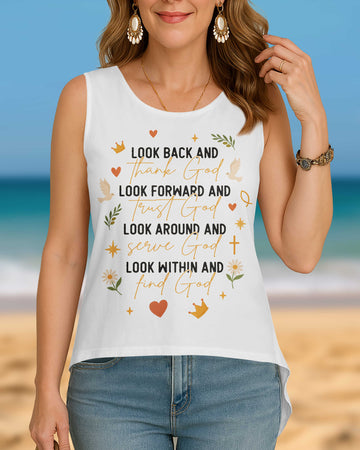Look Back And Thank God Cut Out Wrap Back Tank Top