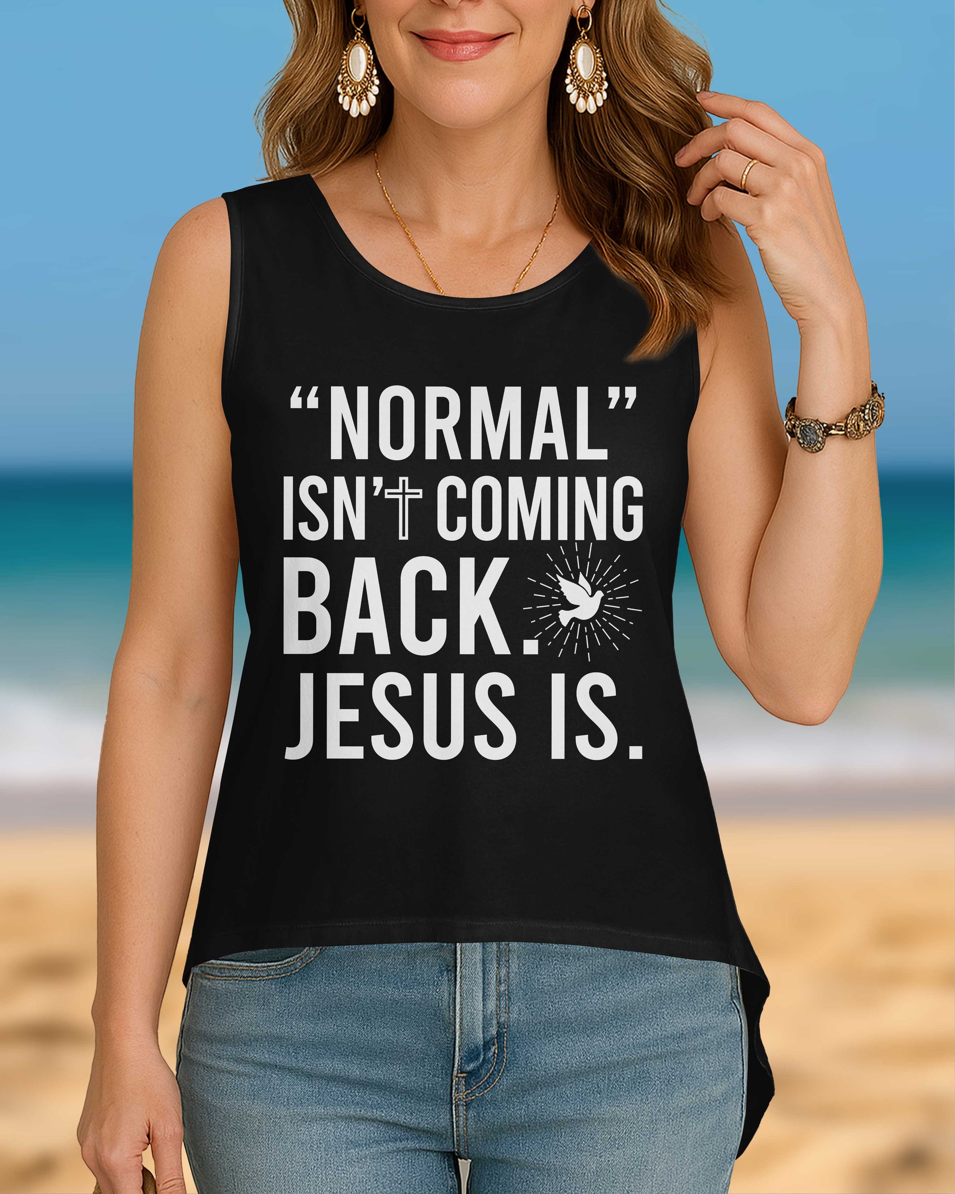 "Normal" Isn't Coming Back Cut Out Wrap Back Tank Top