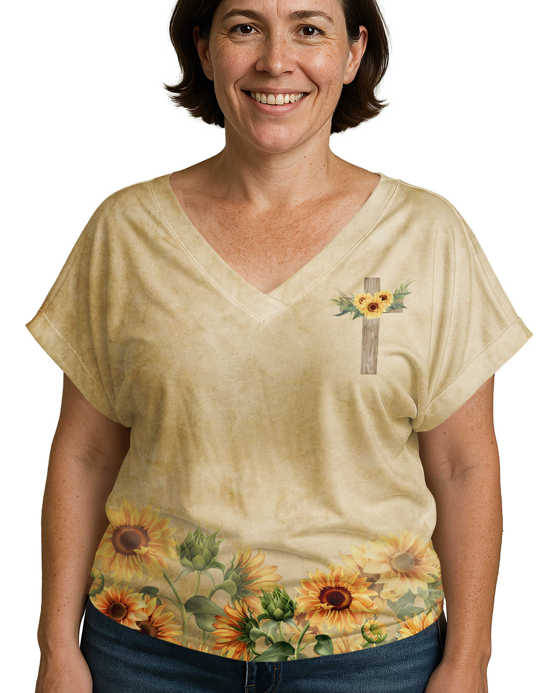 I Believe There Are Angels Among Us All Over Print V-neck Dolman Sleeves Shirt