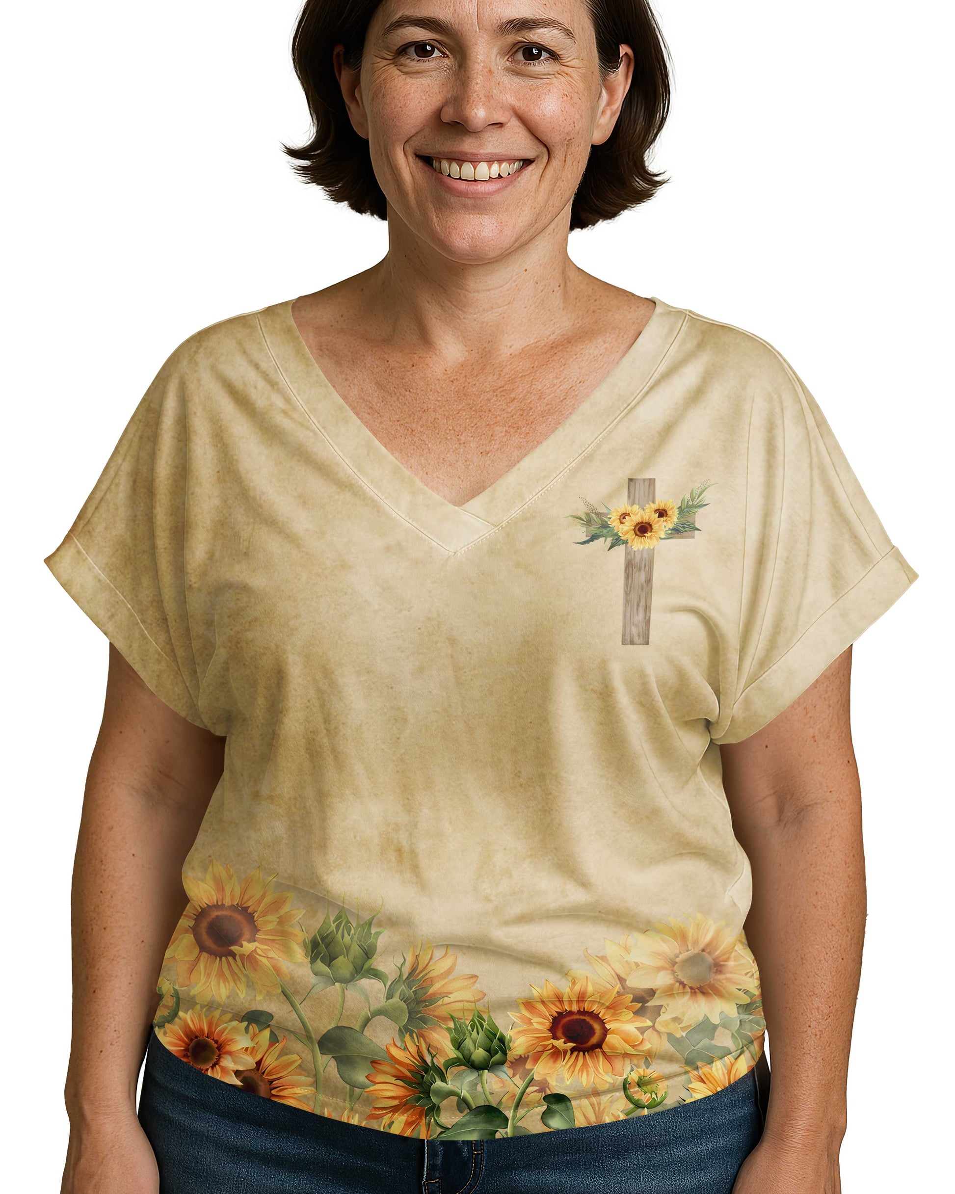 I Believe There Are Angels Among Us All Over Print V-neck Dolman Sleeves Shirt