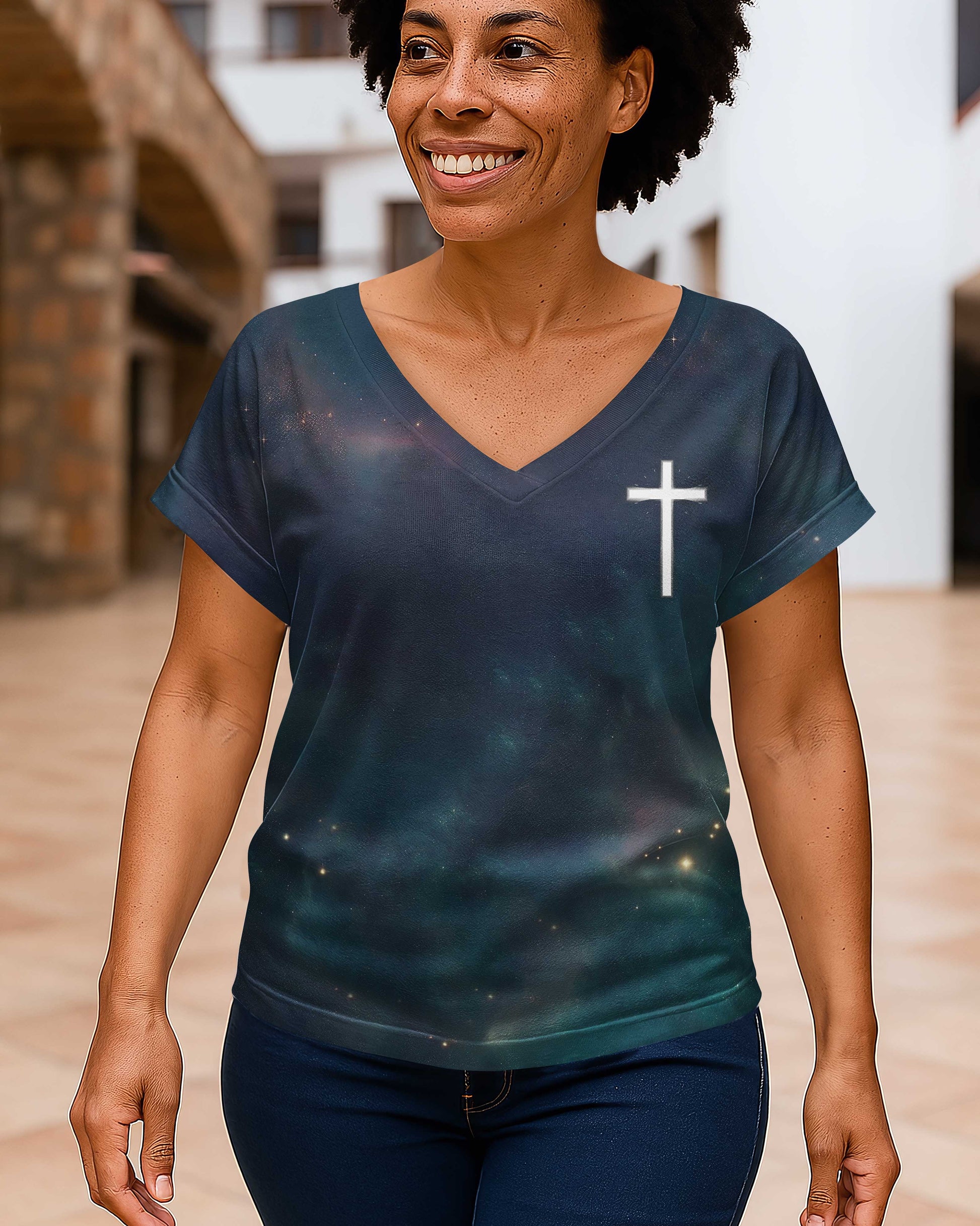 Christ In Me The Hope Of Glory All Over Print V-neck Dolman Sleeves Shirt