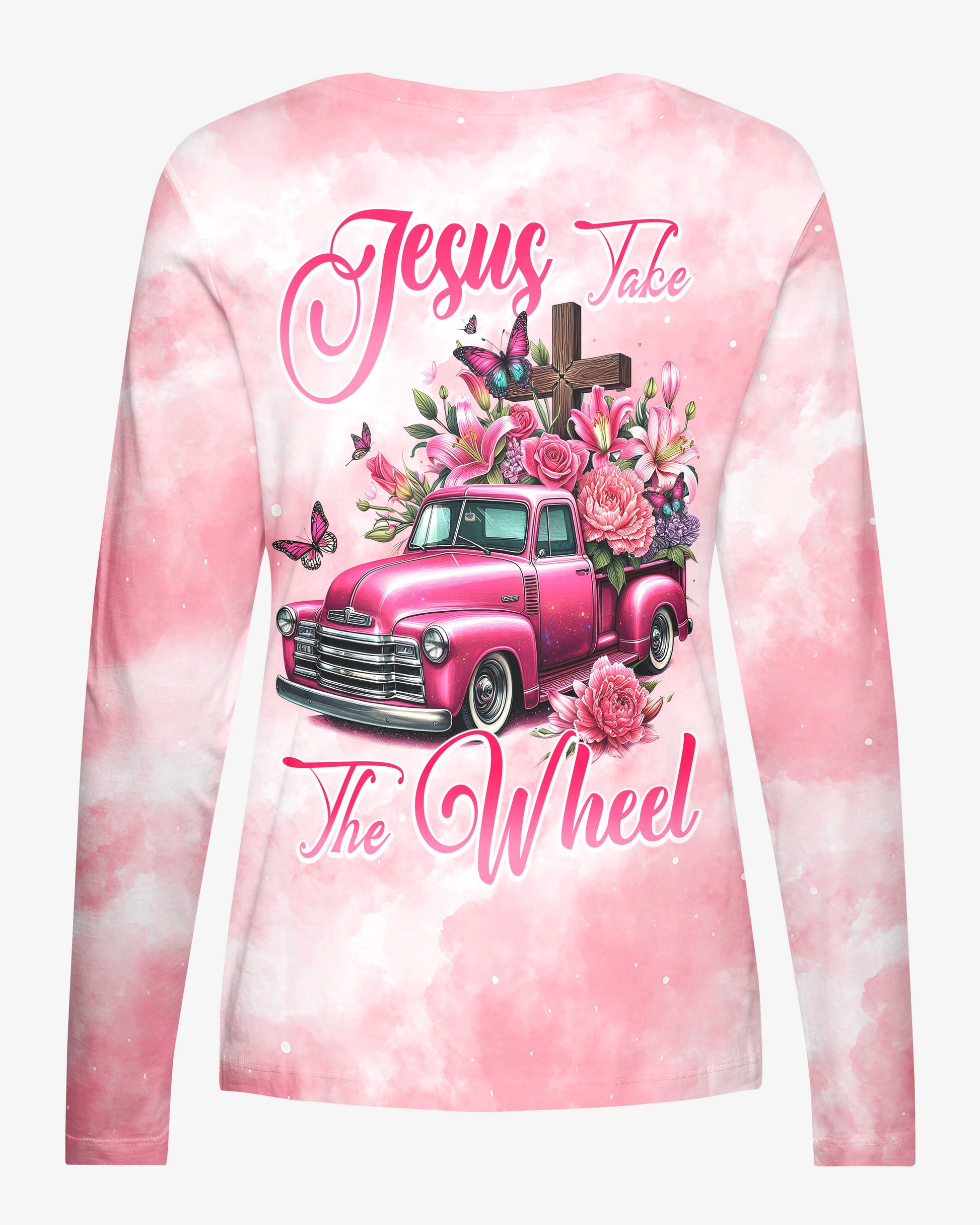 Jesus Take The Wheel All Over Print V-neck Long Sleeves Shirt