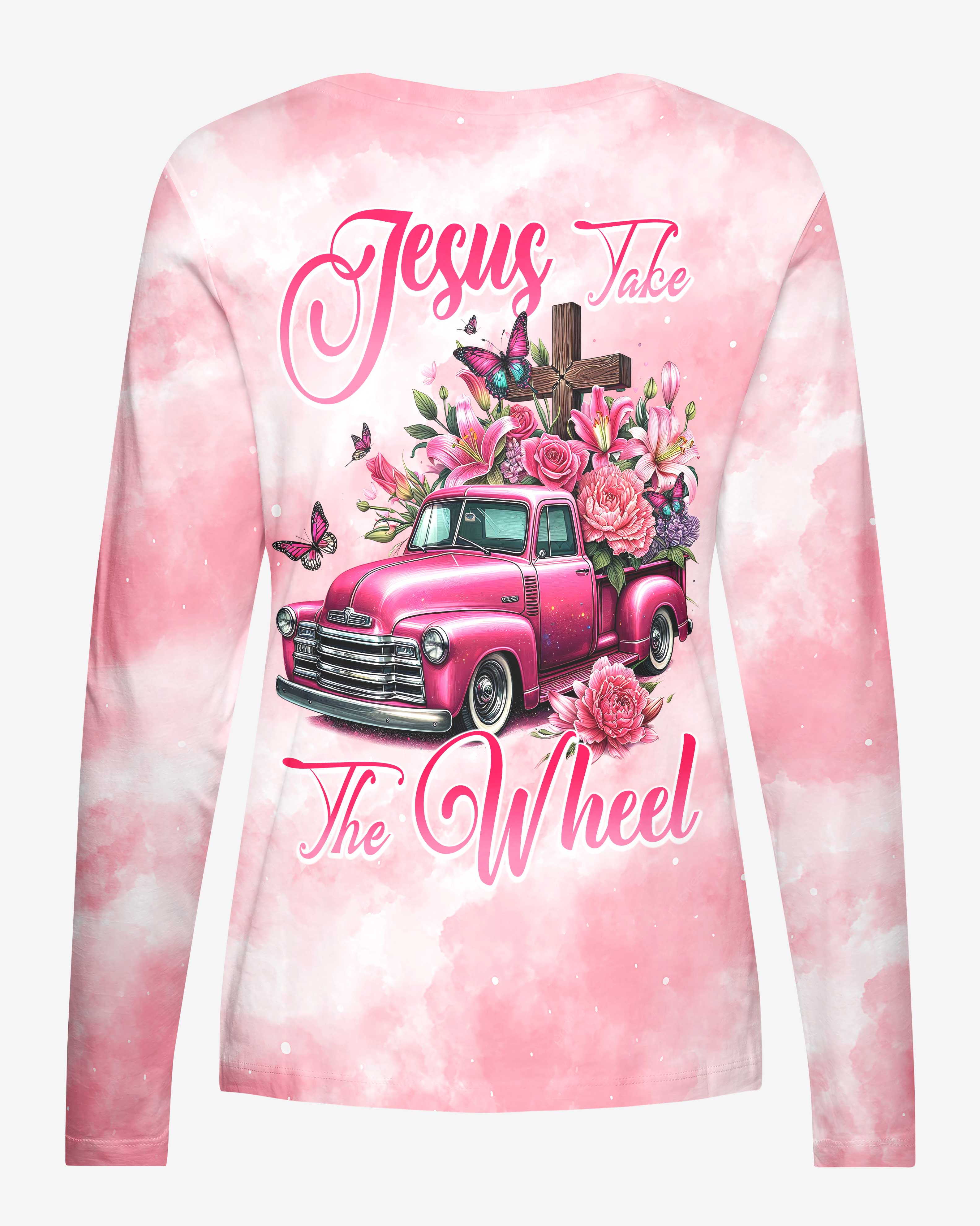 Jesus Take The Wheel All Over Print V-neck Long Sleeves Shirt