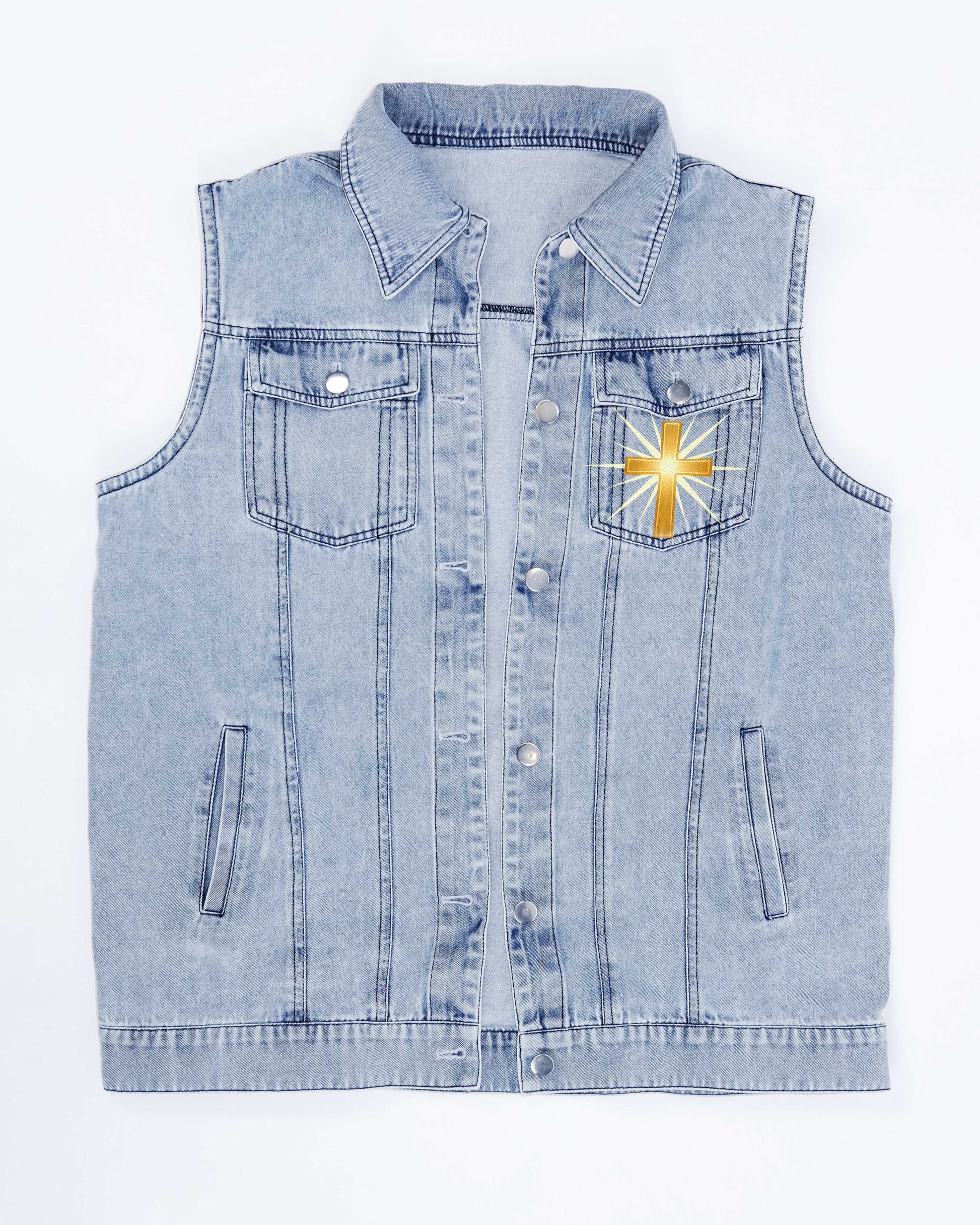Be Still Before The Lord Sleeveless Denim Jacket