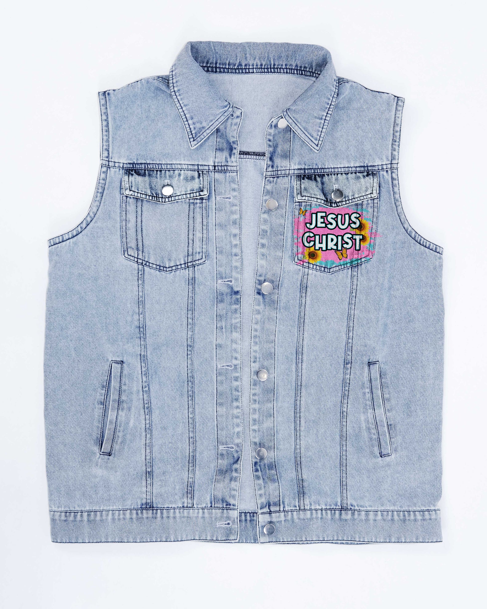 I Will Sing Of The Goodness Of God Sleeveless Denim Jacket