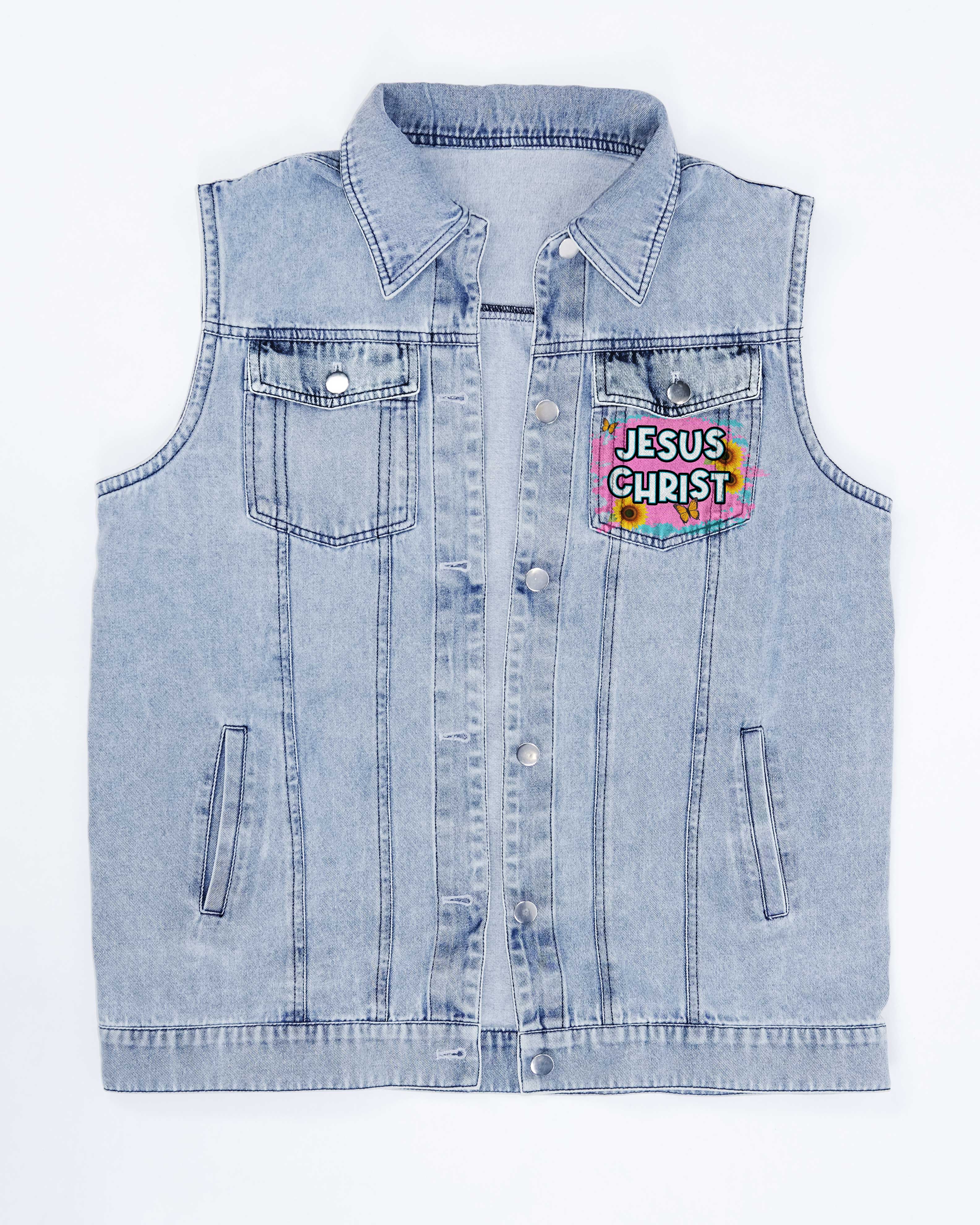 I Will Sing Of The Goodness Of God Sleeveless Denim Jacket