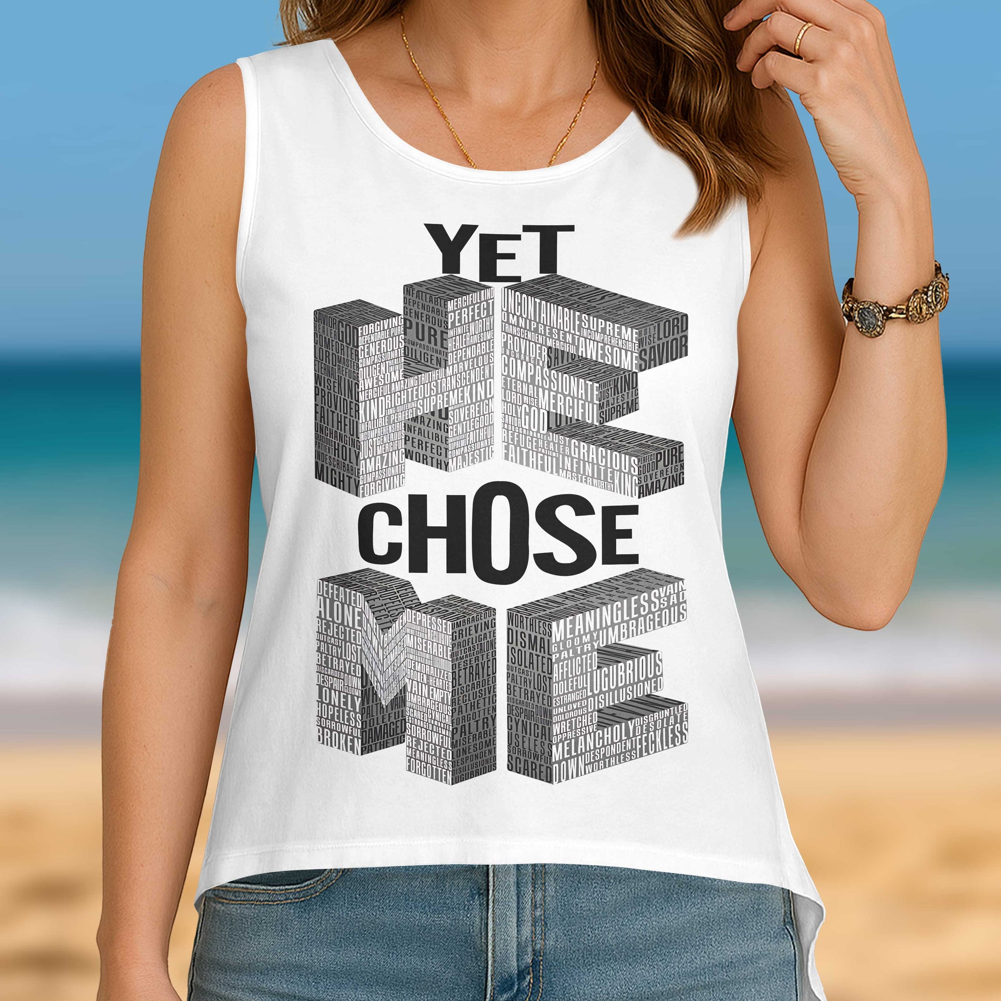 Yet He Chose Me Cut Out Wrap Back Tank Top