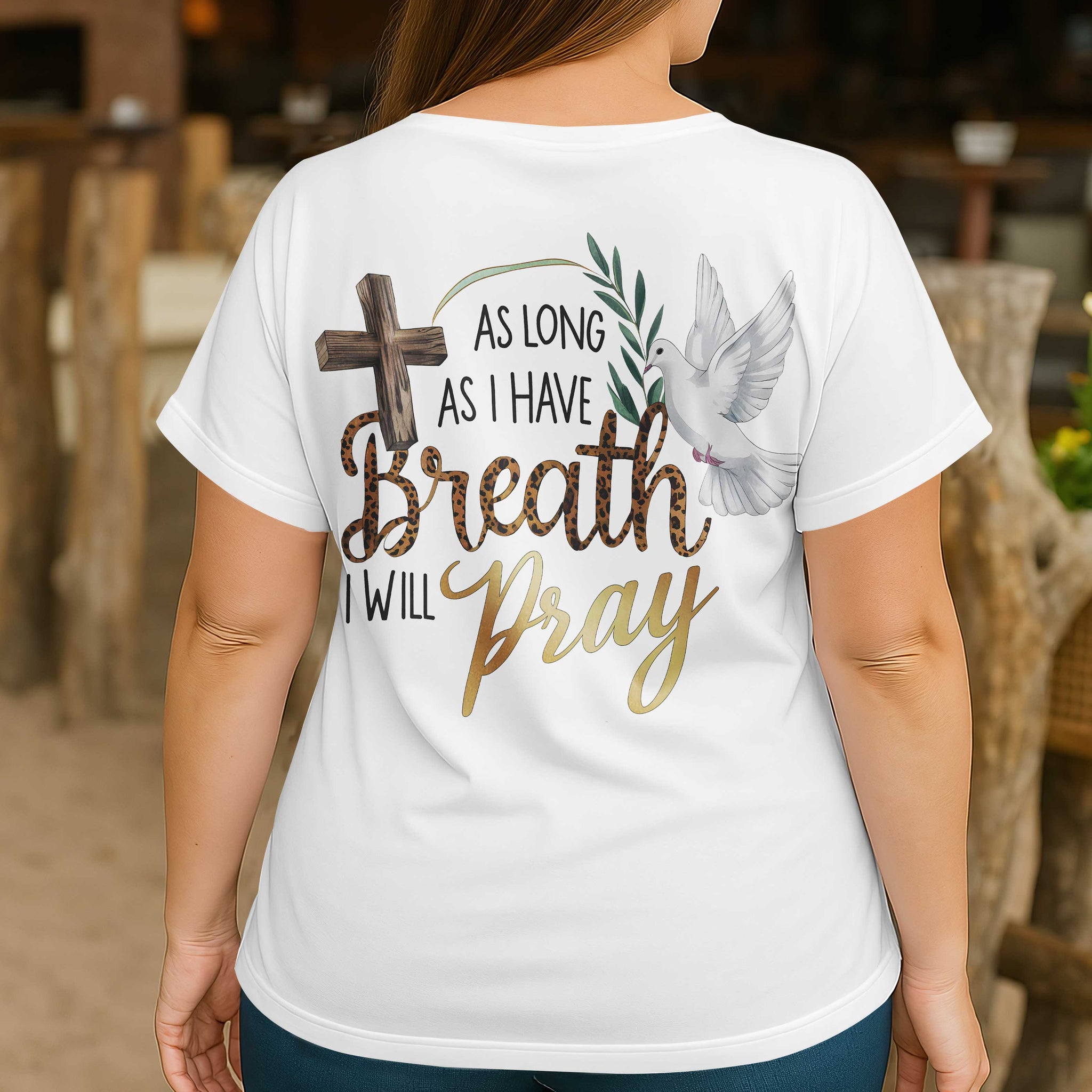 As Long As I Have Breath I Will Pray V-neck Dolman Sleeves Shirt