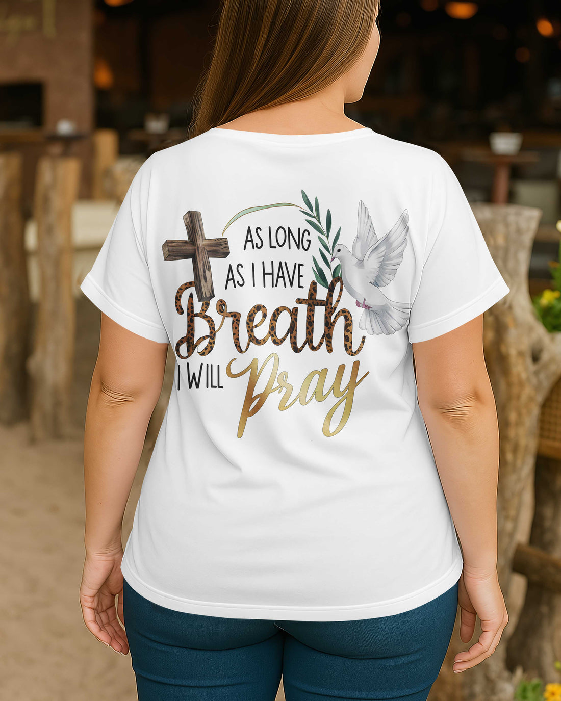As Long As I Have Breath I Will Pray V-neck Dolman Sleeves Shirt