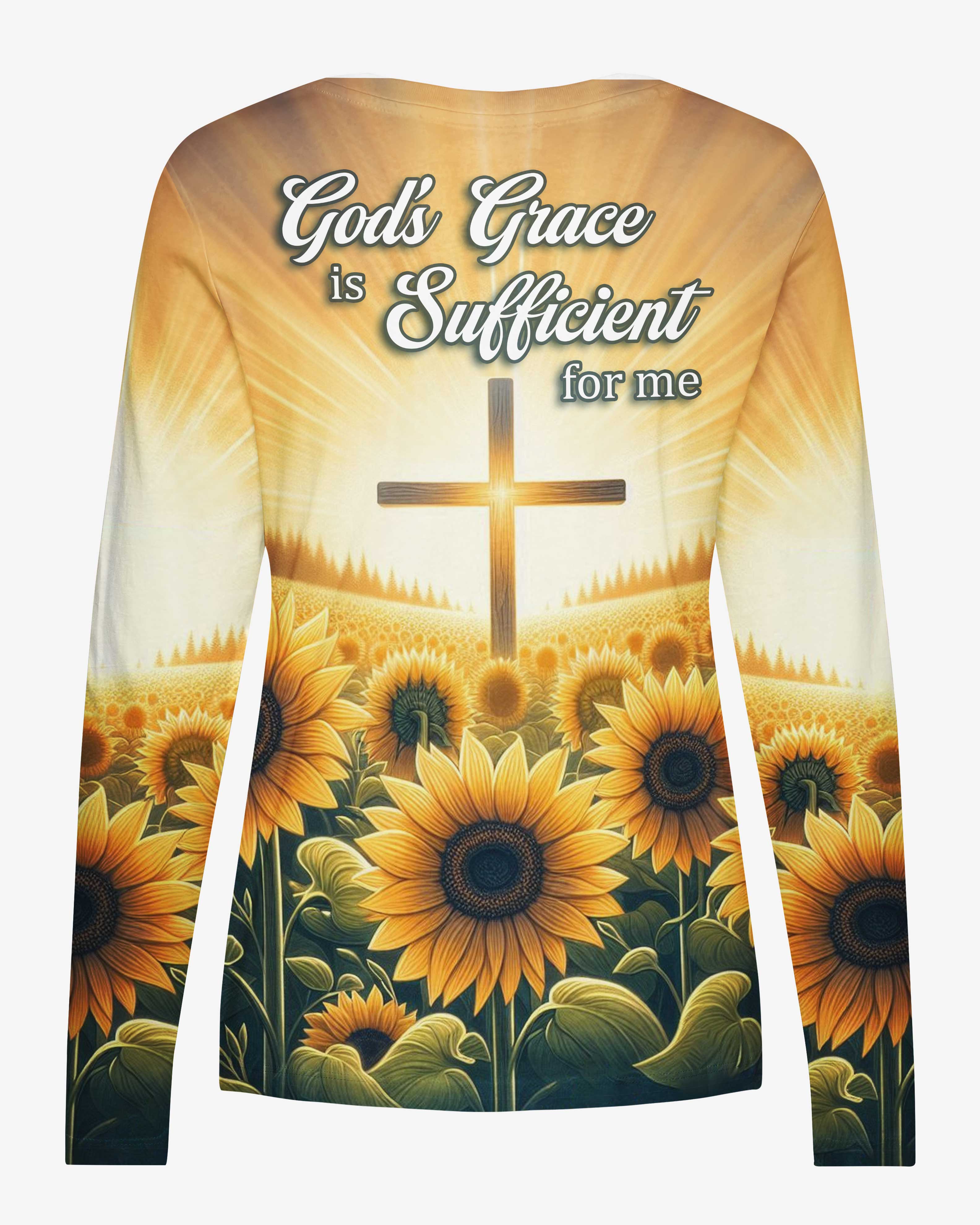 God's Grace Is Sufficient For Me All Over Print V-neck Long Sleeves Shirt