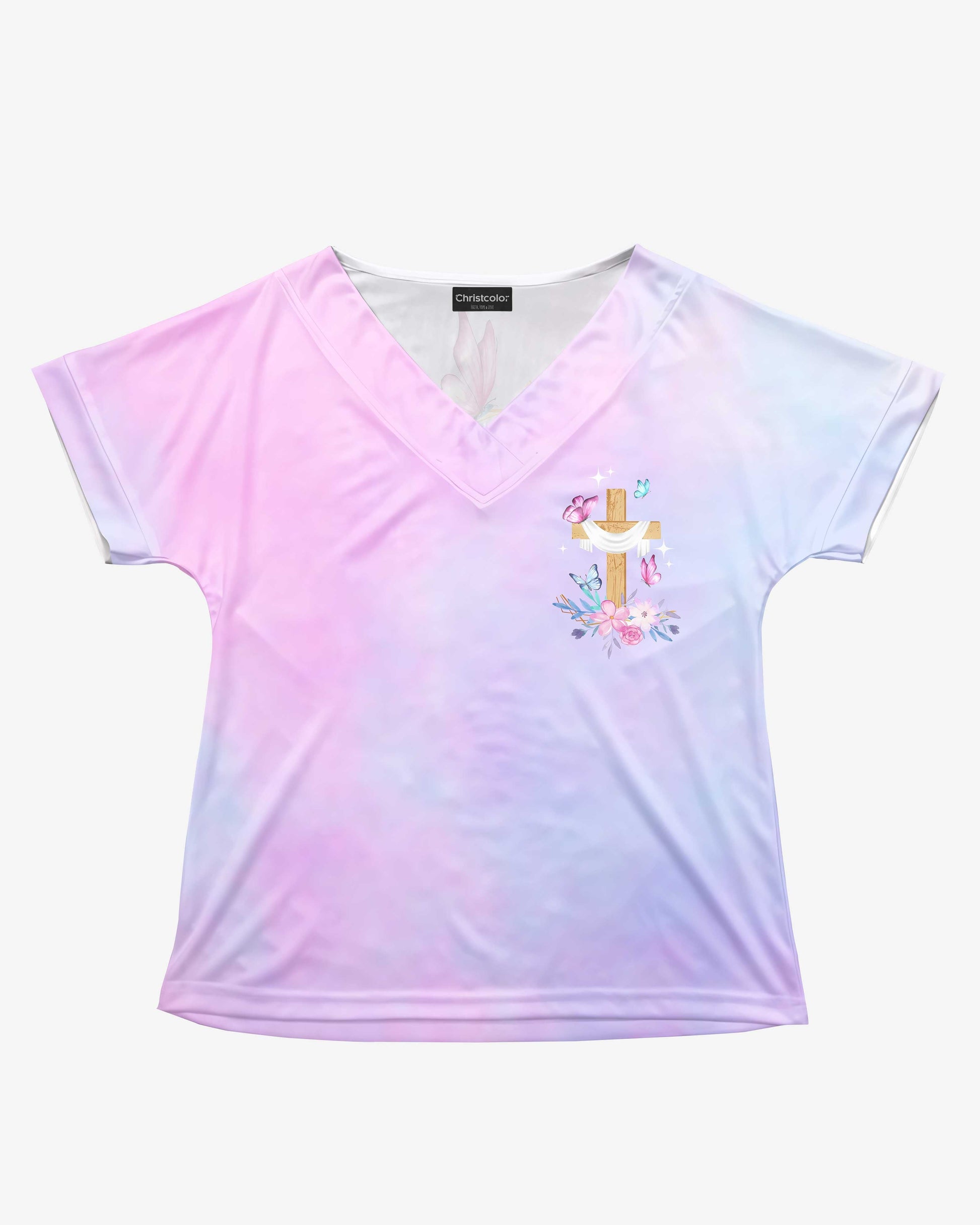 Blessed Mama, Favored by God All Over Print V-Neck Dolman Sleeves Shirt