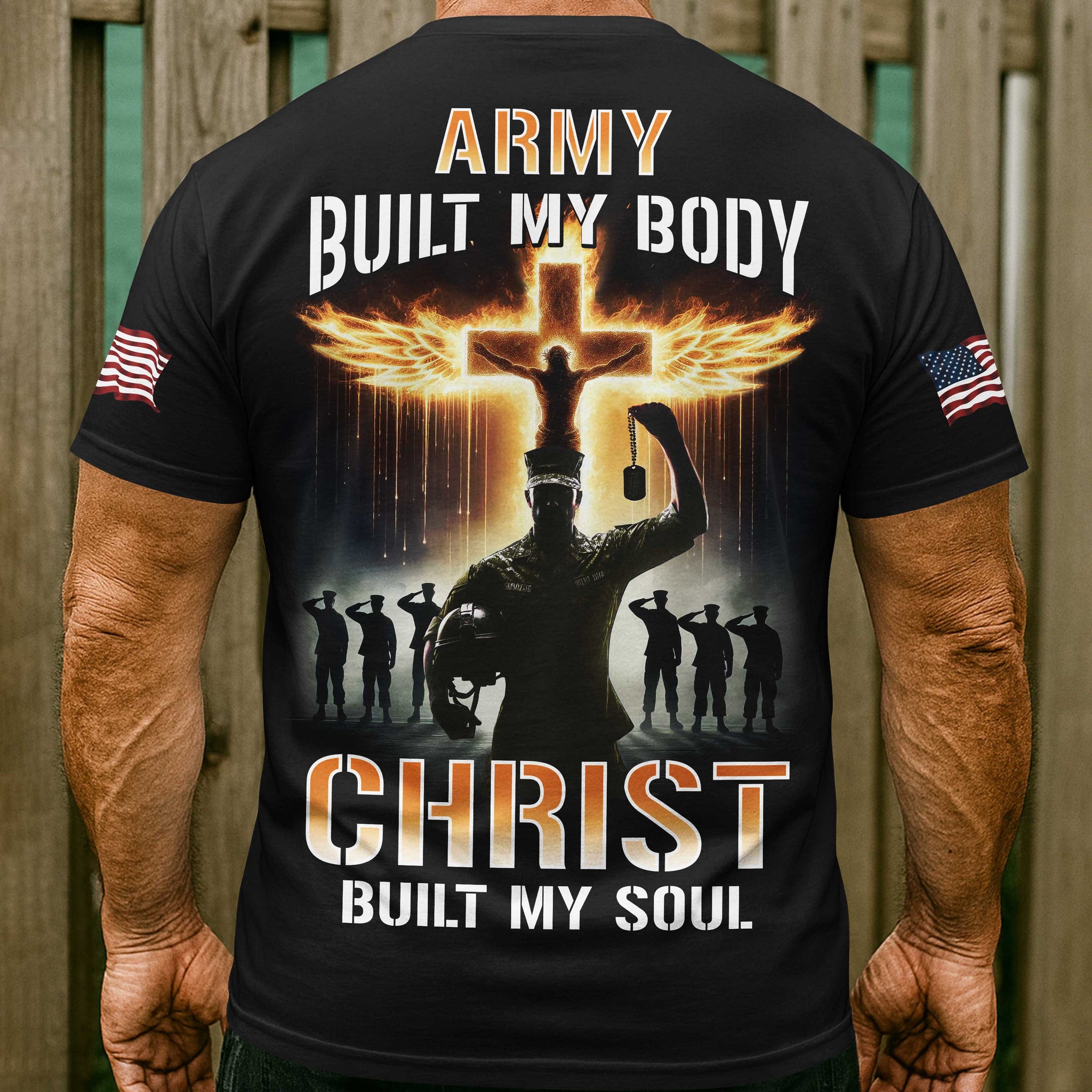 Army Built My Body Christ Built My Soul All Over Print T-Shirt