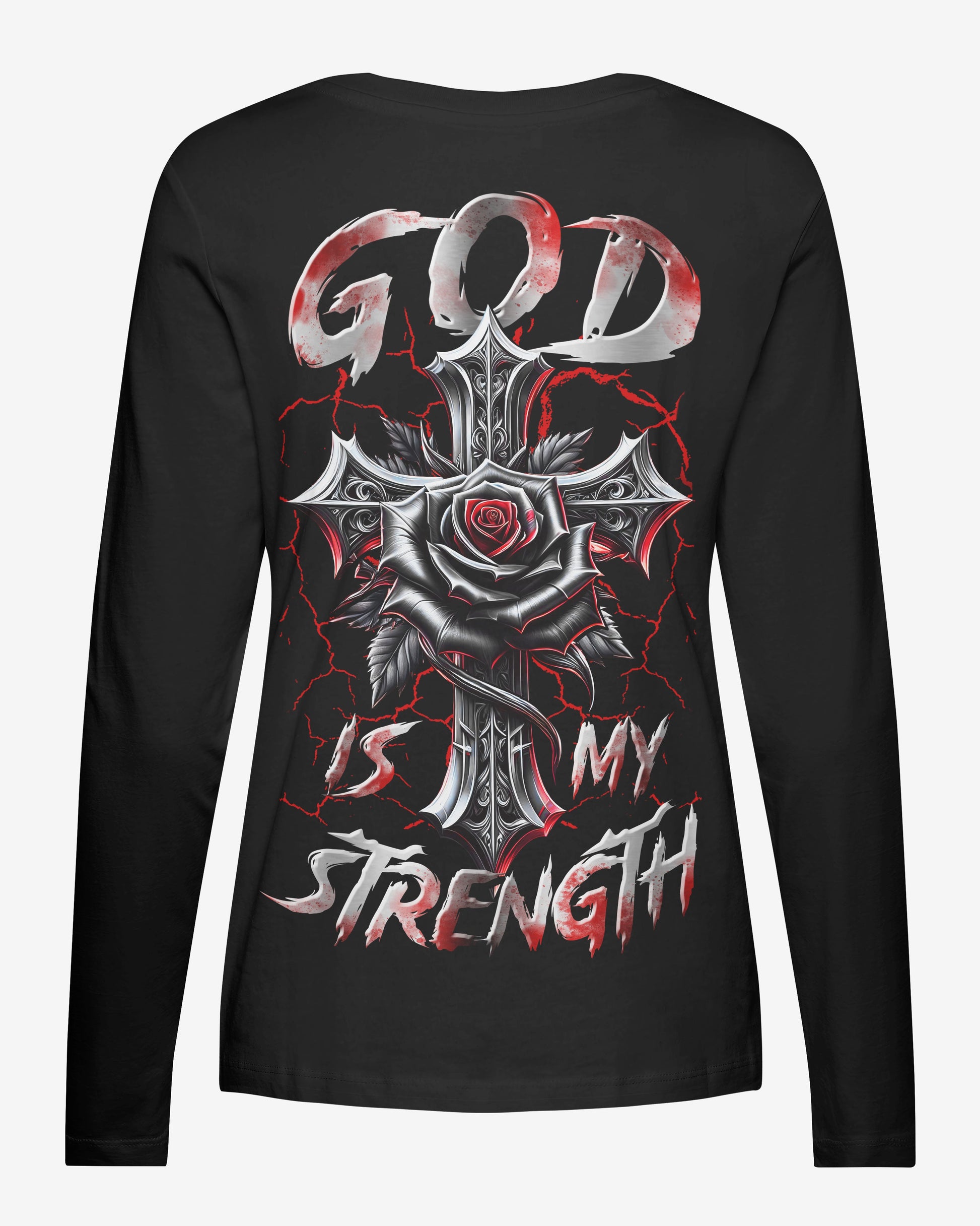 God Is My Strength All Over Print V-neck Long Sleeves Shirt